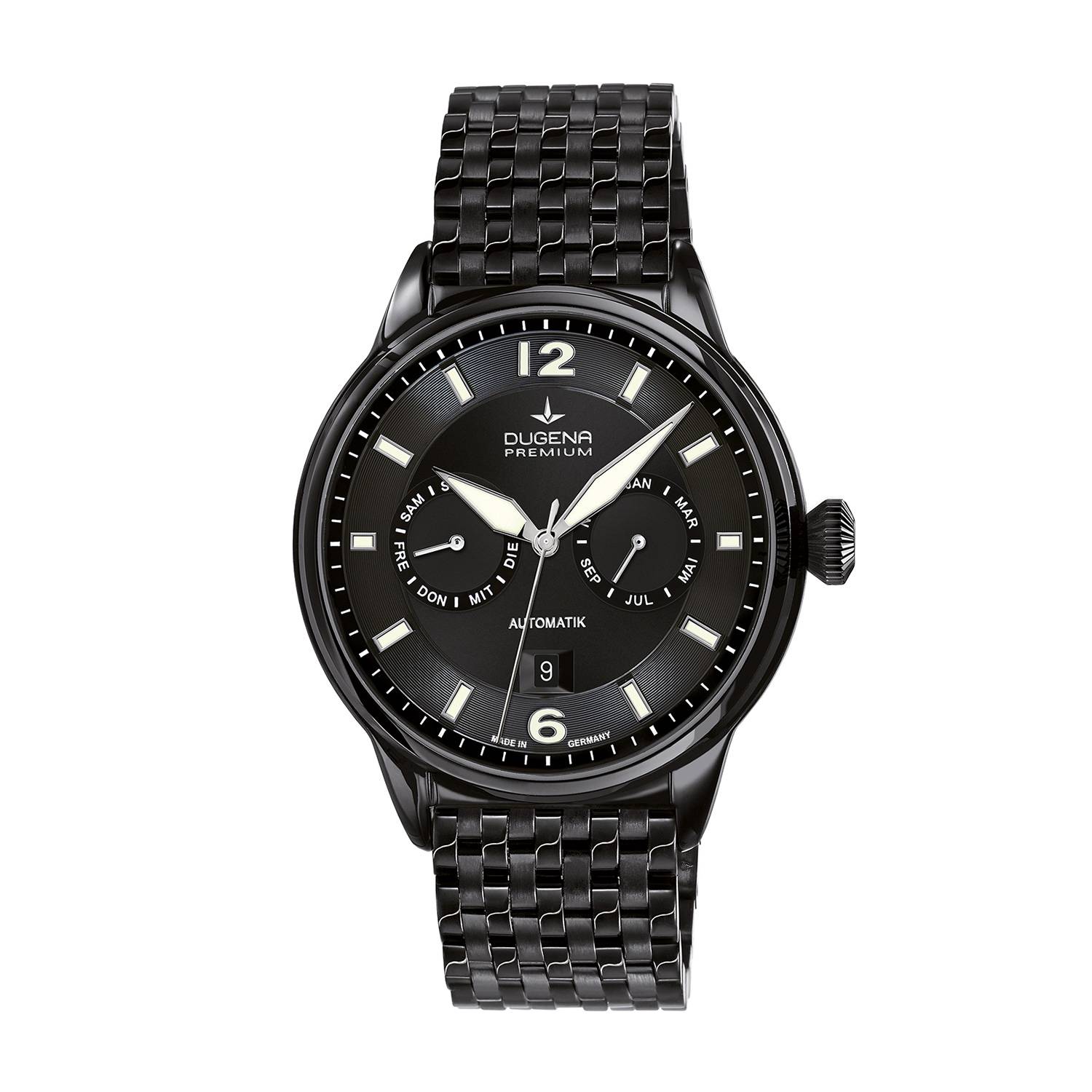 Dugena Herrenuhr Kappa Kalender 7090305, Automatik, Schwarz, Edelstahl
