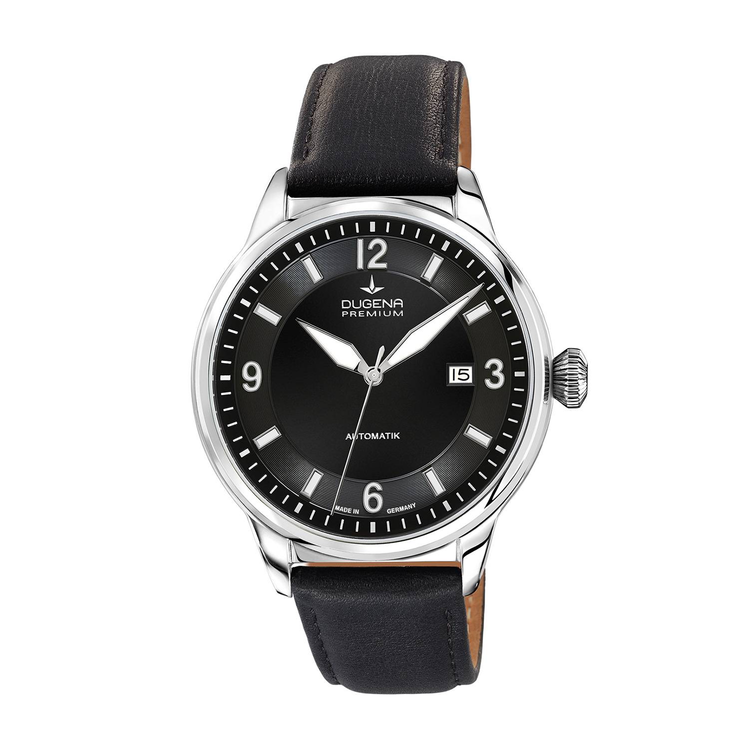 Dugena Herrenuhr 7000300 Kappa 1, Automatik, Silber-Schwarz, Edelstahl, Leder