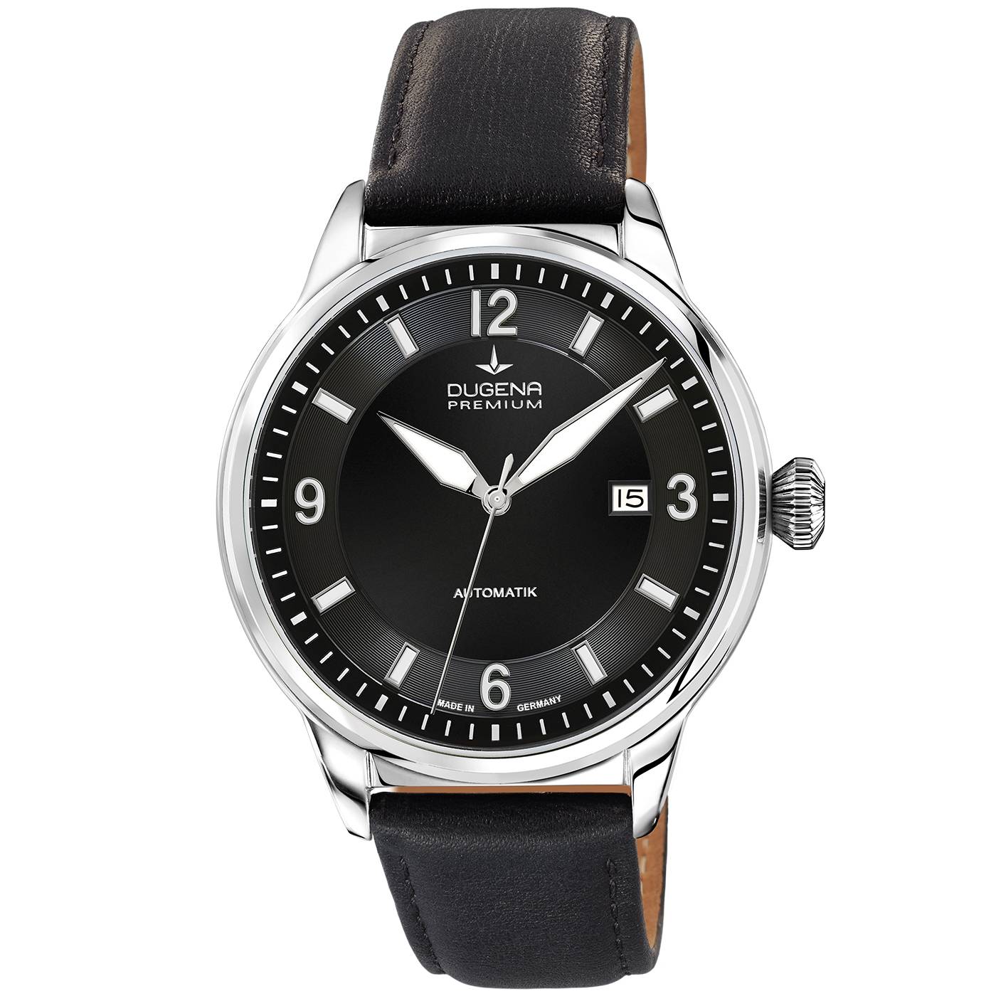 Dugena Herrenuhr 7000300 Kappa 1, Automatik, Silber-Schwarz, Edelstahl, Leder