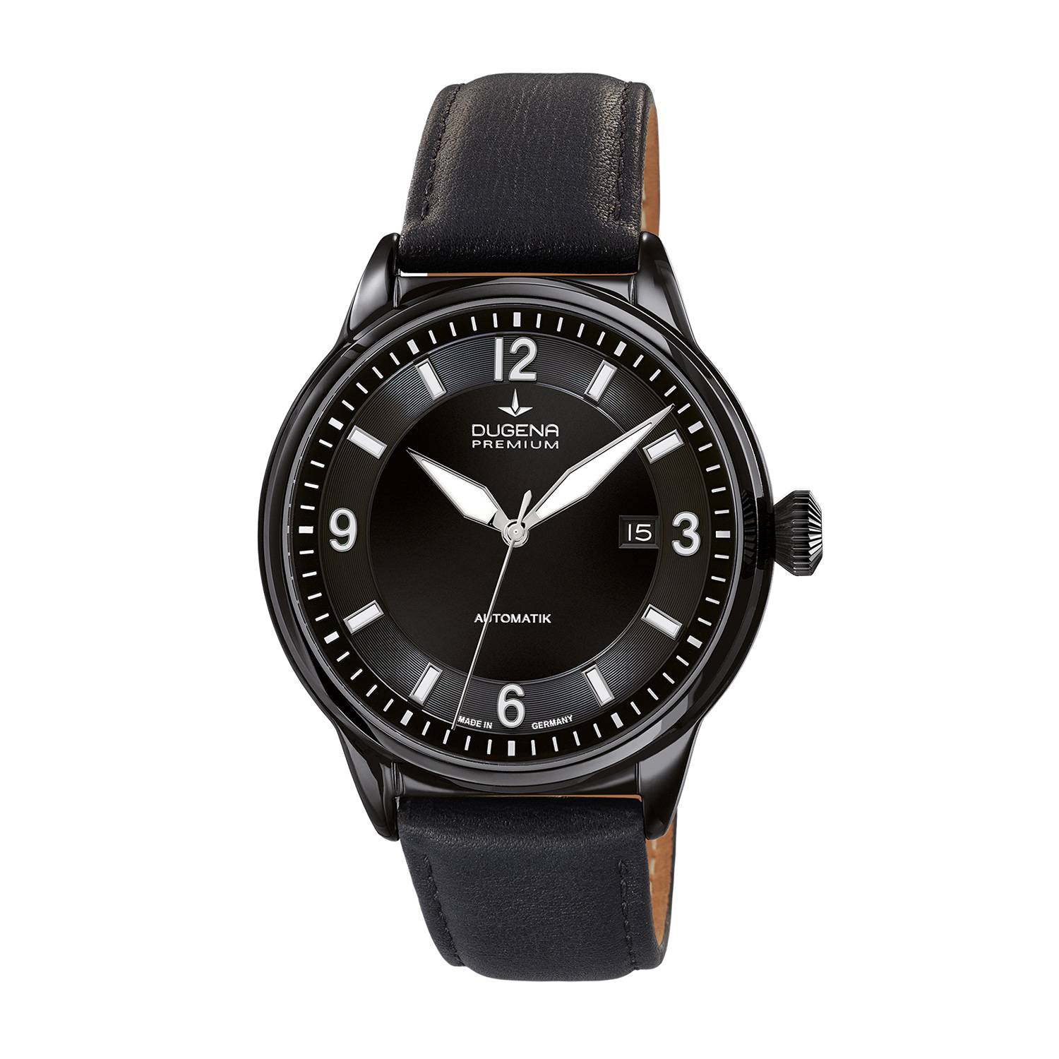 Dugena Herrenuhr 7000302 Kappa 1, Automatik, Schwarz, Edelstahl, Lederband
