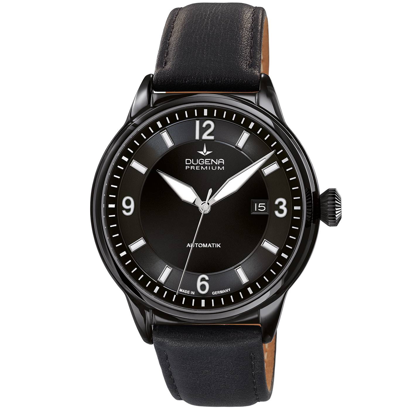Dugena Herrenuhr 7000302 Kappa 1, Automatik, Schwarz, Edelstahl, Lederband
