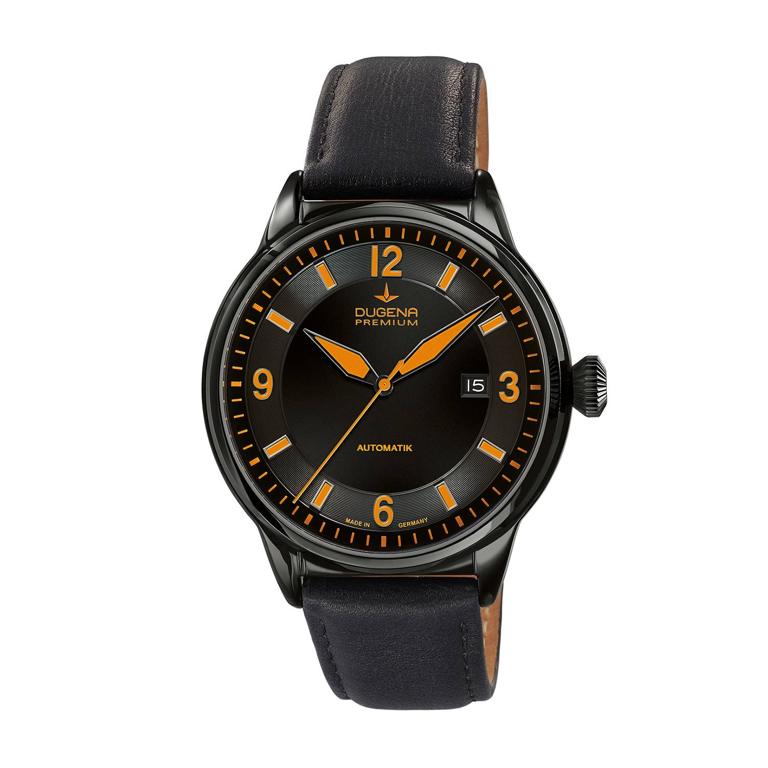 Dugena Herrenuhr 7000303 Kappa 1, Automatik, Schwarz-Orange, Edelstahl, Lederband
