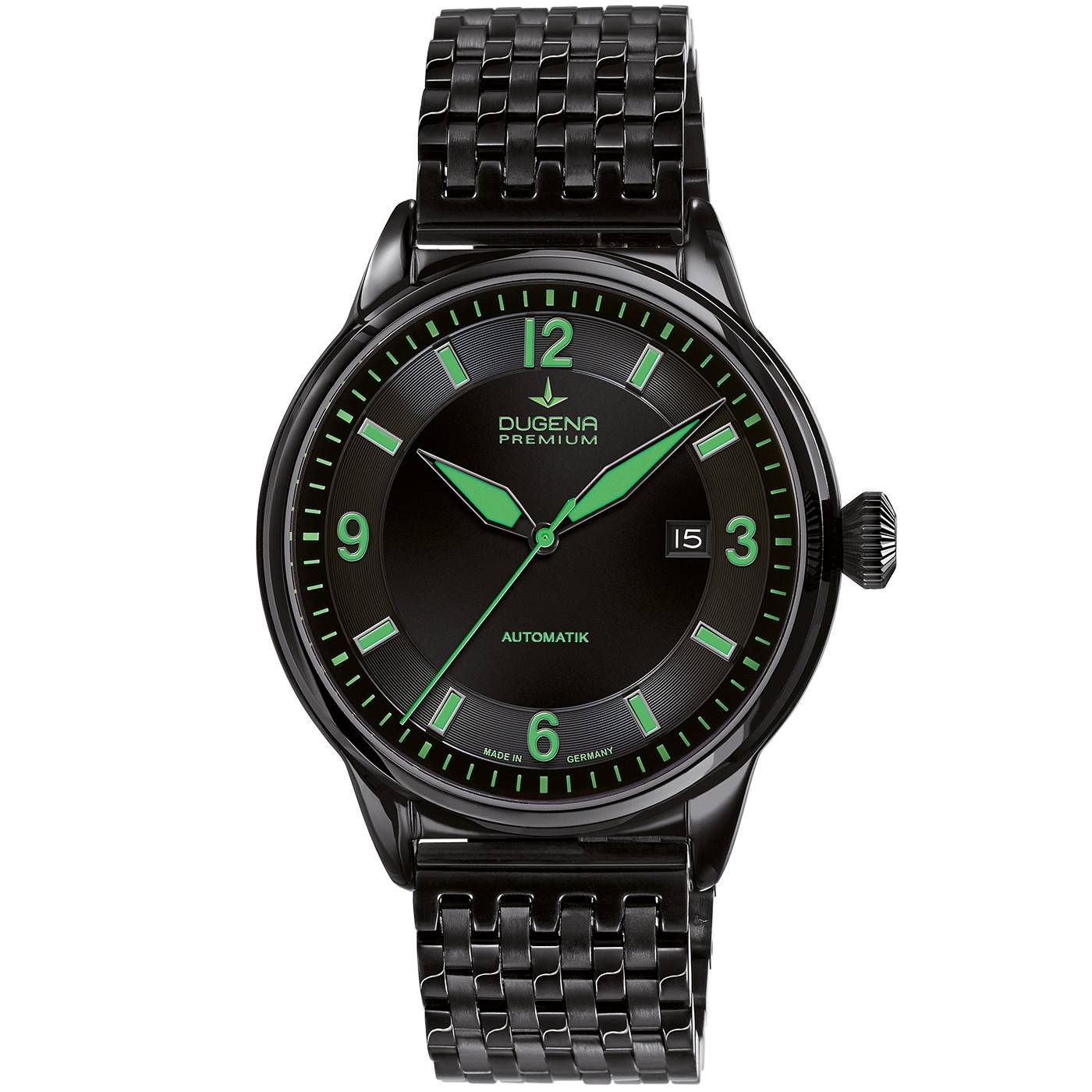 Dugena Herrenuhr 7090301 Kappa 1, Automatik, Schwarz-Grün, Edelstahl, Saphirglas