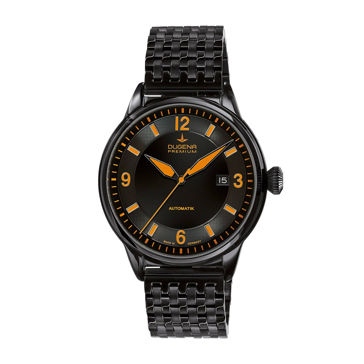 Dugena Herrenuhr 7090303 Kappa 1, Automatik, Schwarz-Orange, Edelstahl