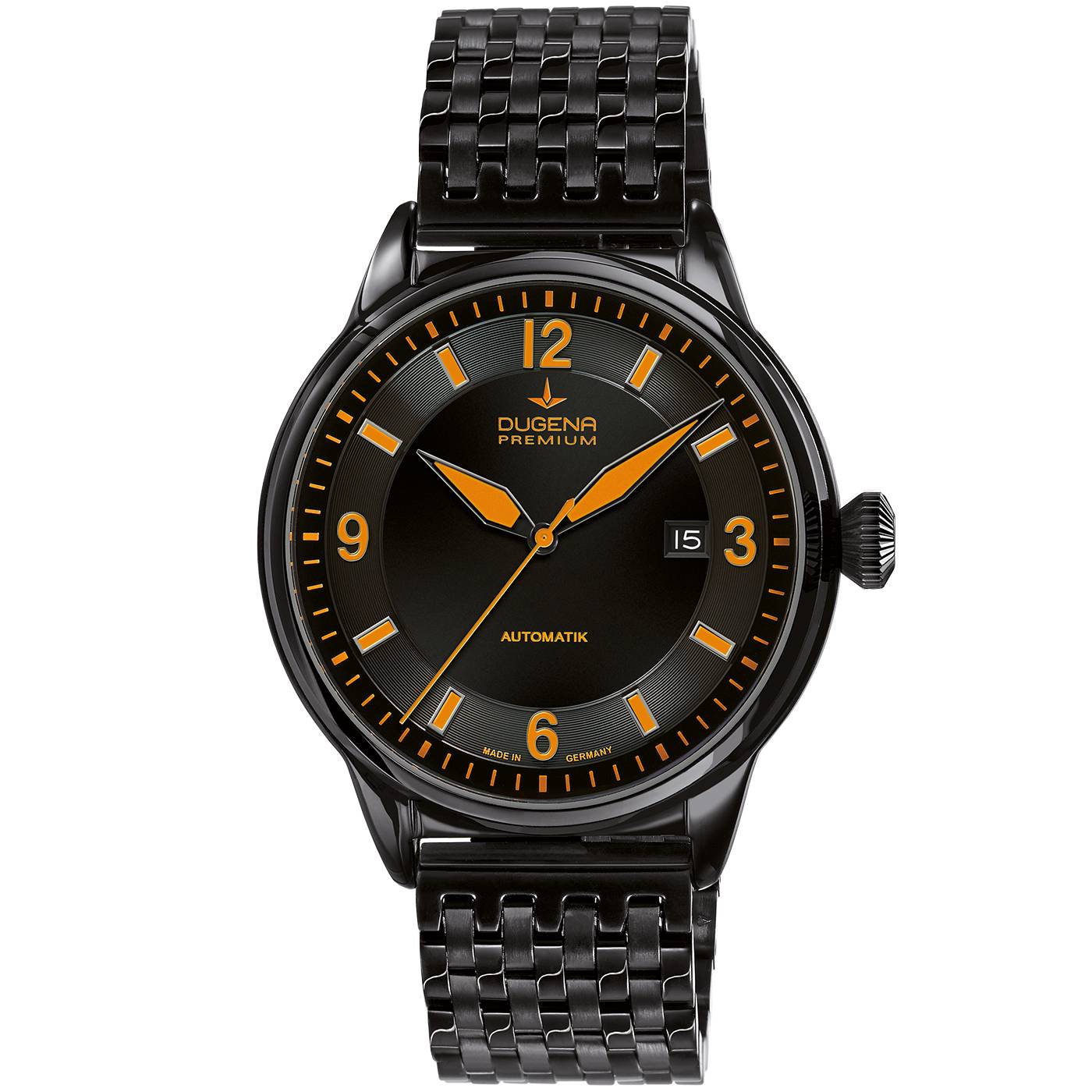 Dugena Herrenuhr 7090303 Kappa 1, Automatik, Schwarz-Orange, Edelstahl