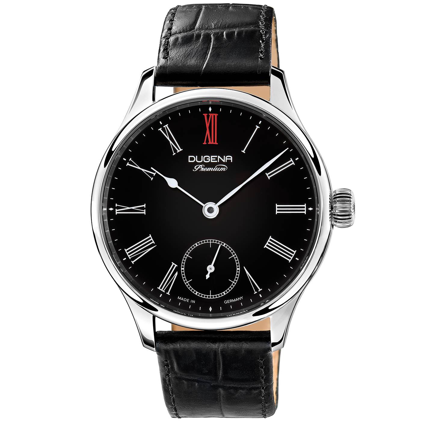 Dugena Herren-Armbanduhr Epsilon 3, Handaufzug, Edelstahlgehäuse, Saphirglas, 5 bar