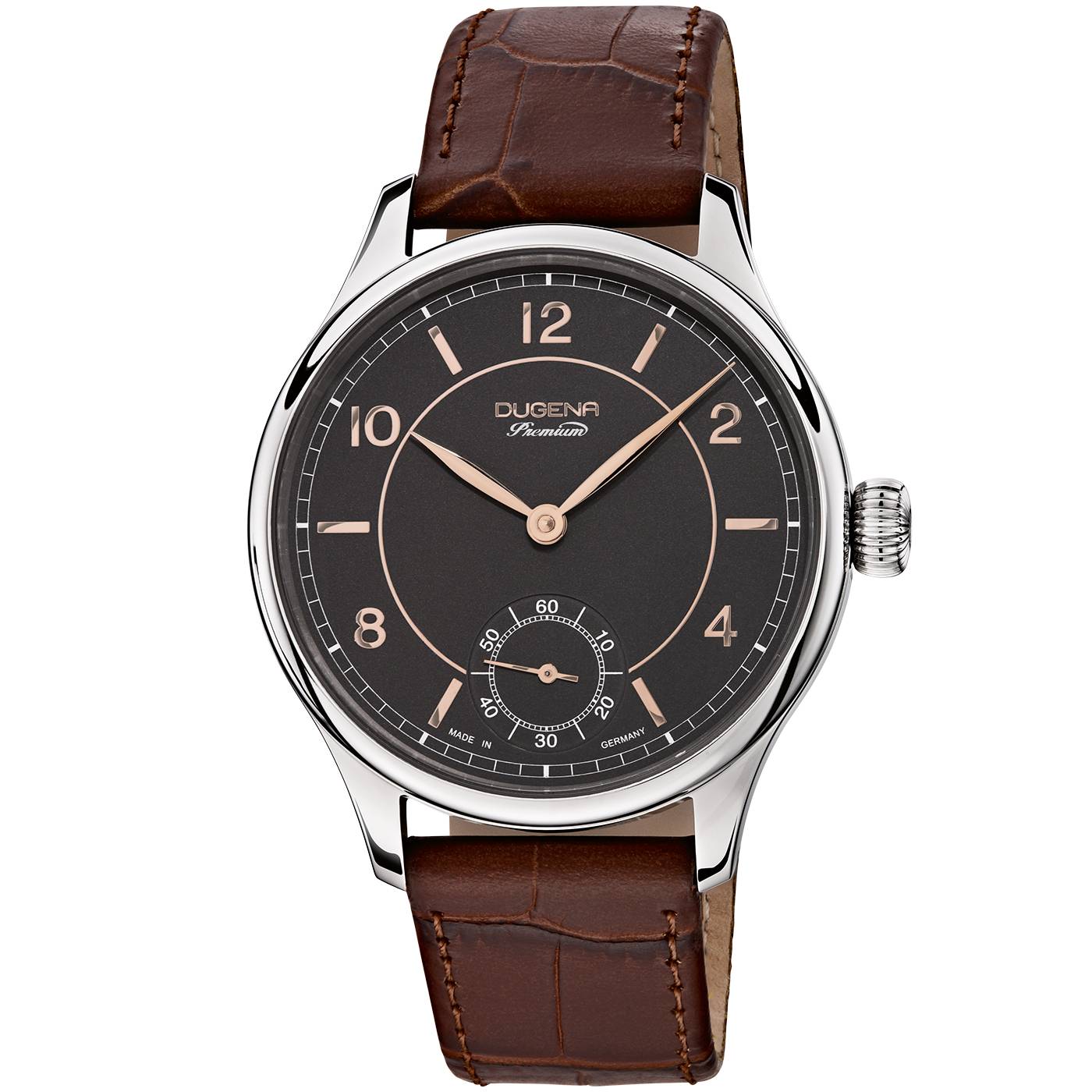 Dugena Herren-Armbanduhr Epsilon 8, Handaufzug, Edelstahlgehäuse, Saphirglas, 5 bar