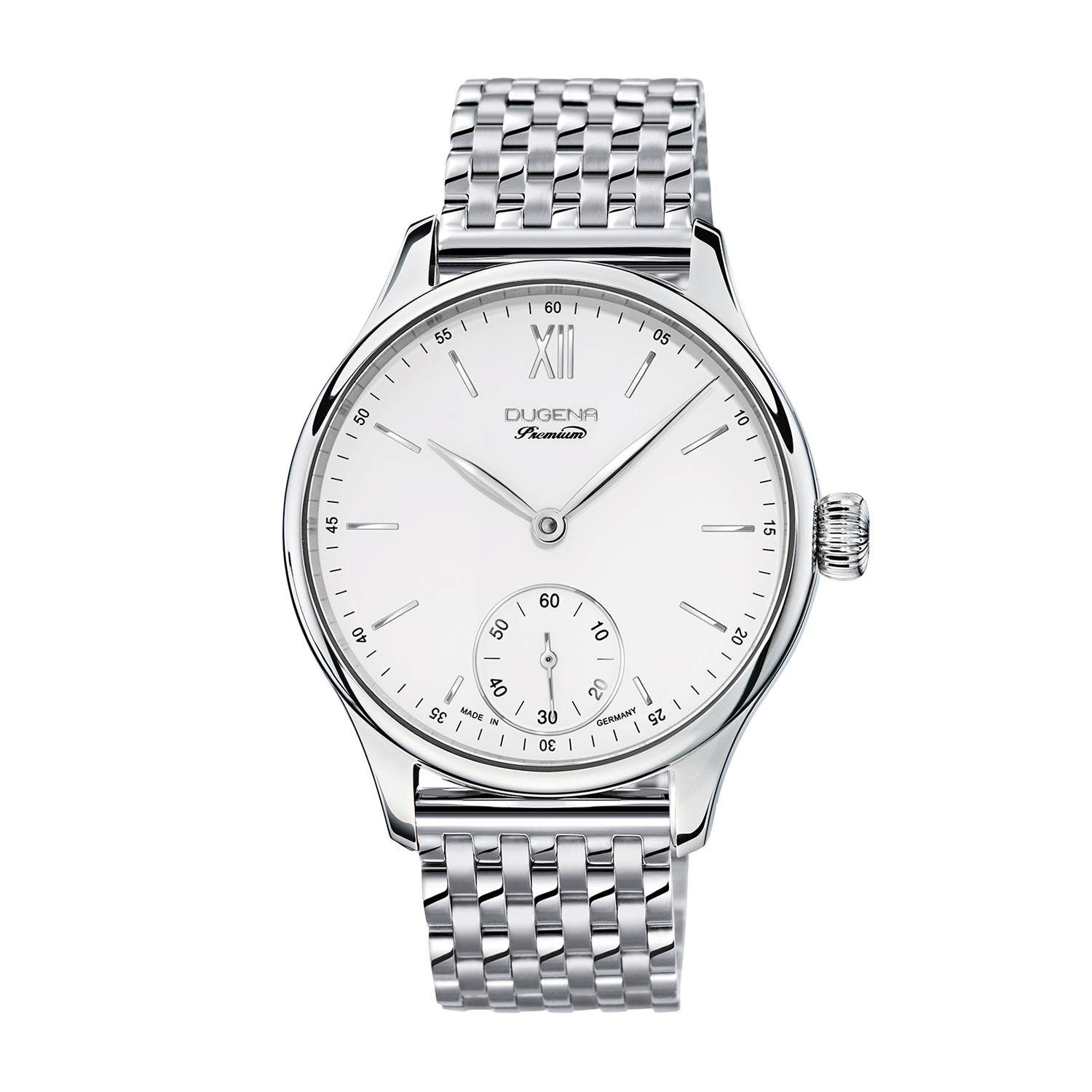 Dugena Herrenuhr 7090116 Epsilon 9, Handaufzug, Weiß-Silber, Edelstahl