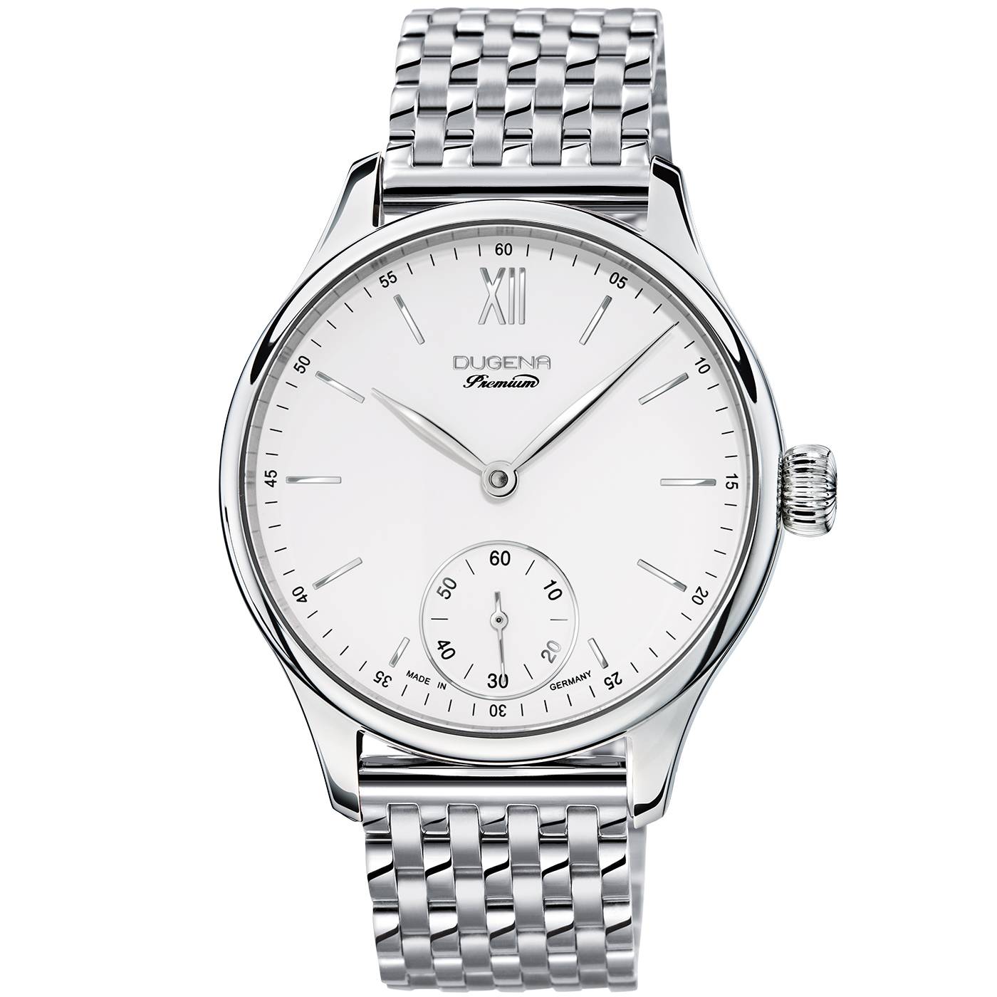 Dugena Herrenuhr 7090116 Epsilon 9, Handaufzug, Weiß-Silber, Edelstahl