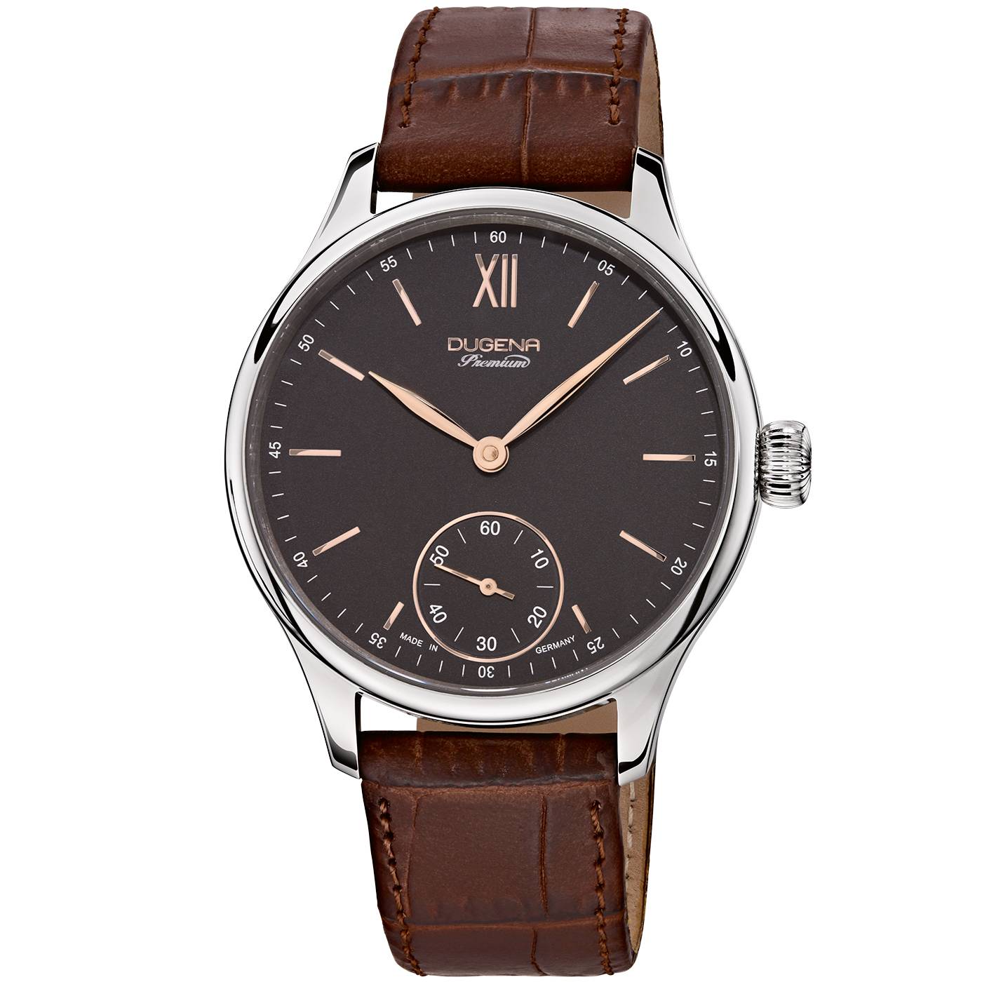 Dugena Herren-Armbanduhr Epsilon 10, Handaufzug, Edelstahlgehäuse, Saphirglas, 5 bar