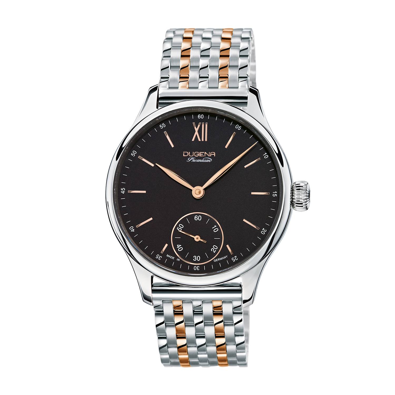Dugena Herren-Armbanduhr Epsilon 10, Handaufzug, Edelstahlgehäuse, Saphirglas, 5 bar