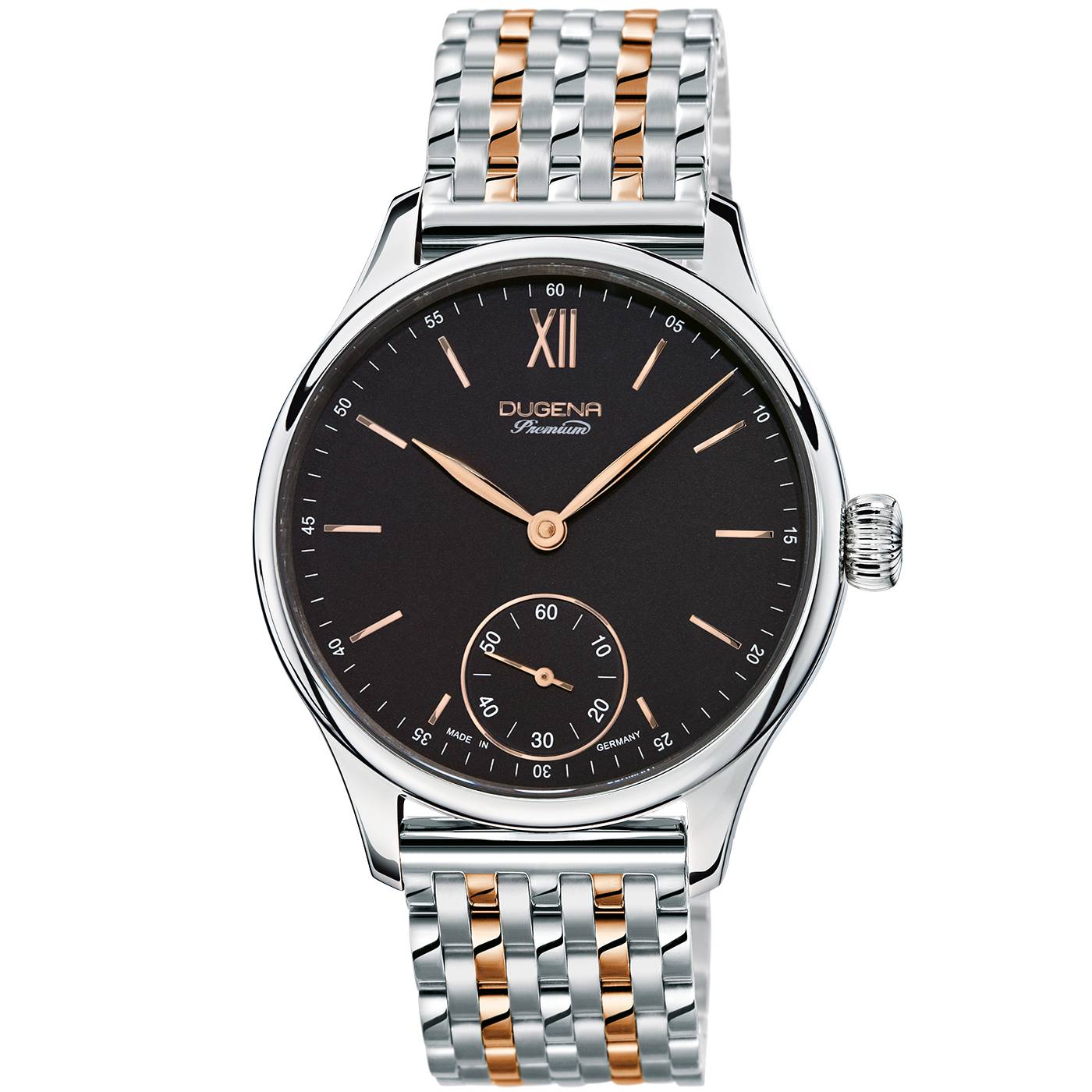 Dugena Herren-Armbanduhr Epsilon 10, Handaufzug, Edelstahlgehäuse, Saphirglas, 5 bar