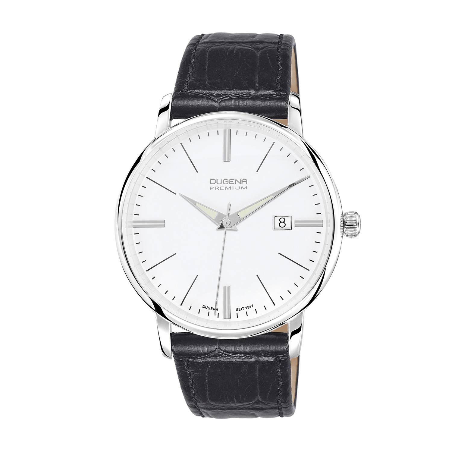 Dugena Herrenuhr 7000166 Festa, Quarz, weißes Zifferblatt, Edelstahl, Leder