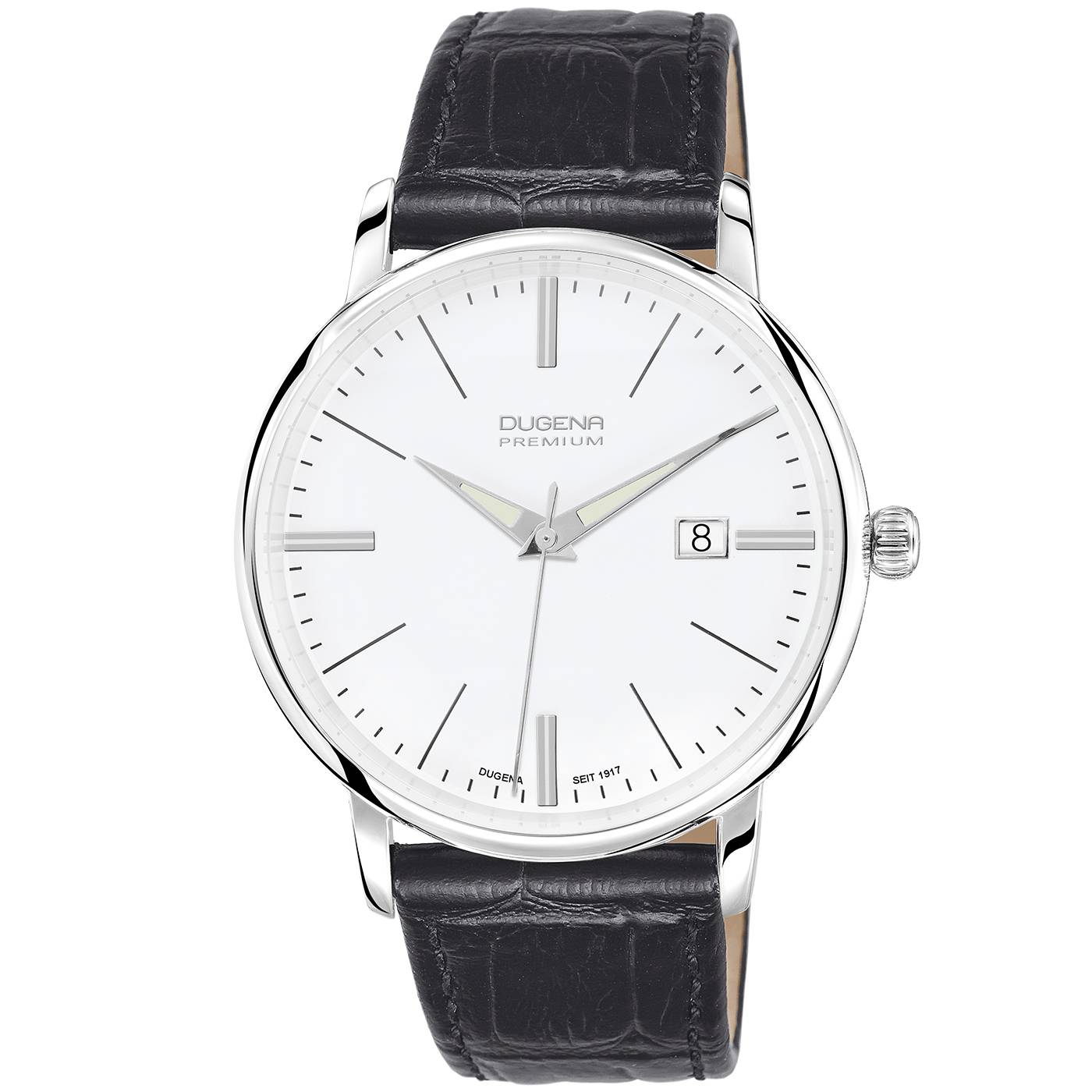 Dugena Herrenuhr 7000166 Festa, Quarz, weißes Zifferblatt, Edelstahl, Leder