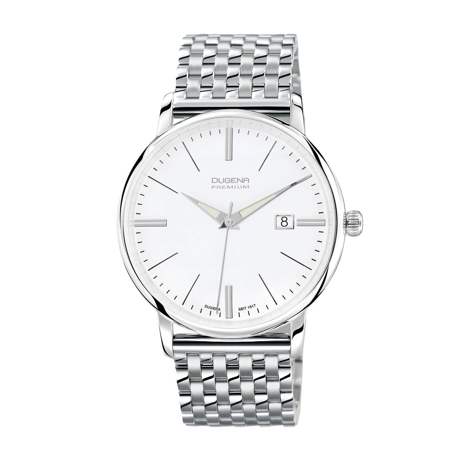 DUGENA Herrenuhr 7090166 Festa, Quarz, weißes Zifferblatt, Edelstahl, Saphirglas