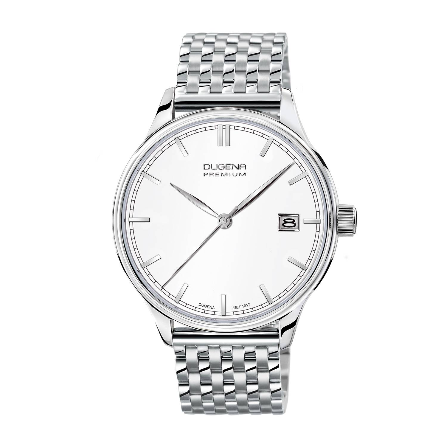 Dugena Herren-Armbanduhr Sigma, Quarz, Edelstahlgehäuse, Saphirglas, Edelstahlarmband