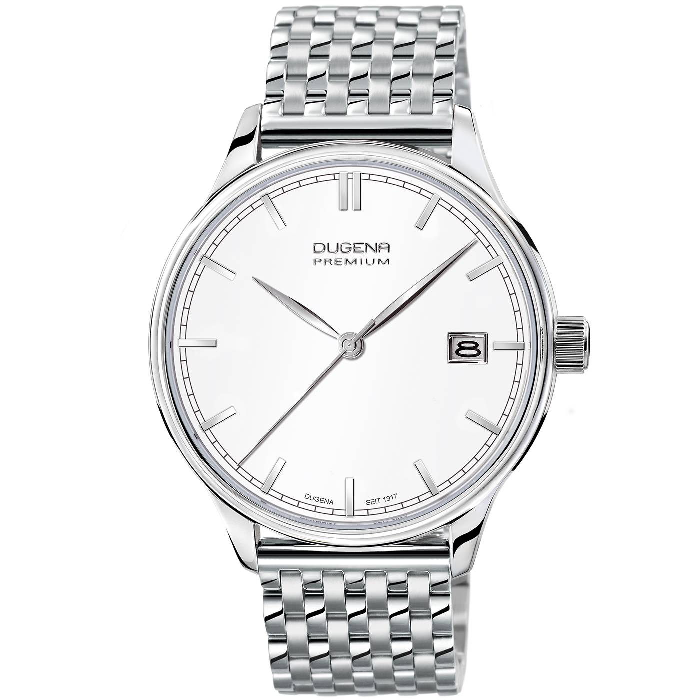 Dugena Herren-Armbanduhr Sigma, Quarz, Edelstahlgehäuse, Saphirglas, Edelstahlarmband