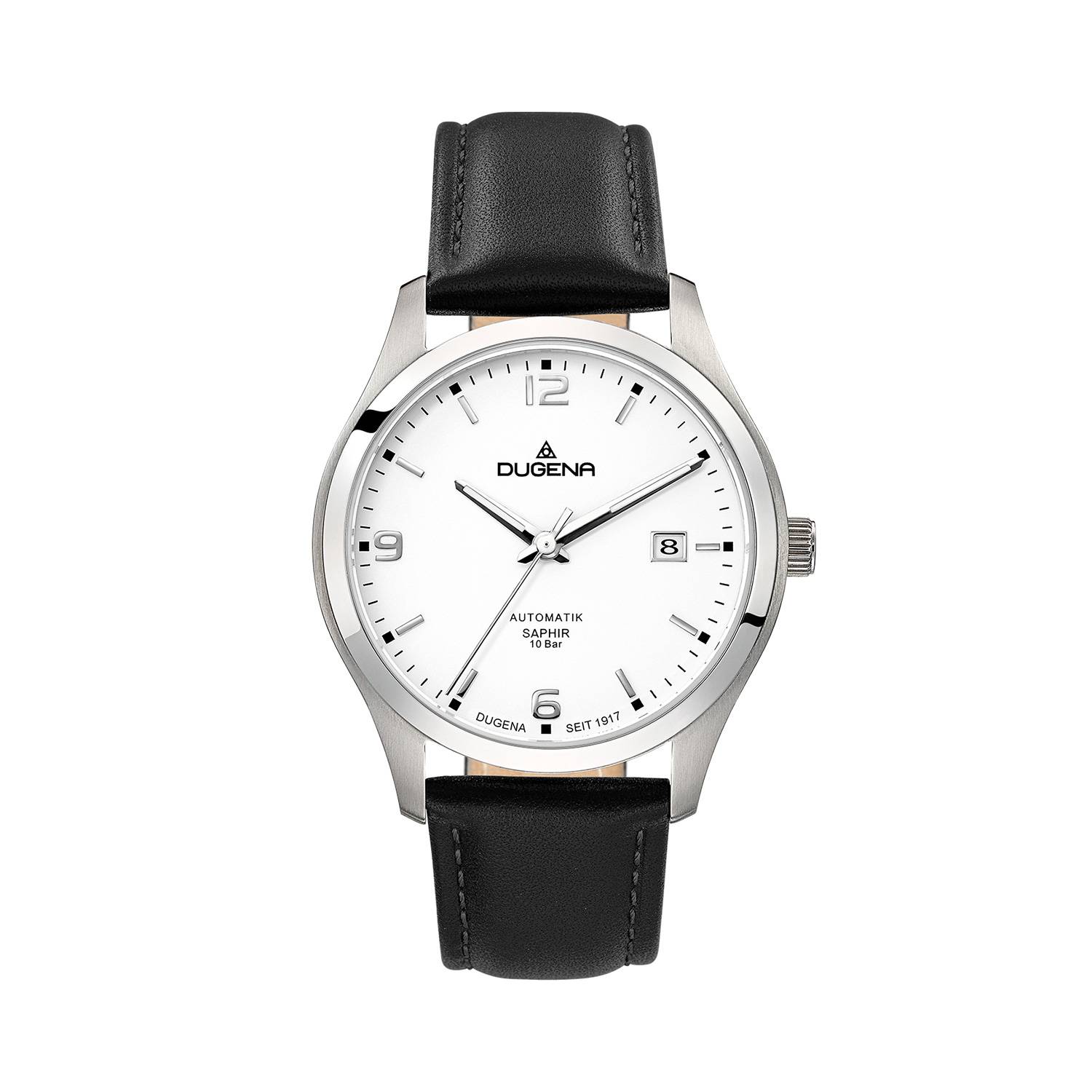 Dugena Herrenuhr 4460911 Tresor Automatik, Edelstahl, Lederarmband, 10 bar