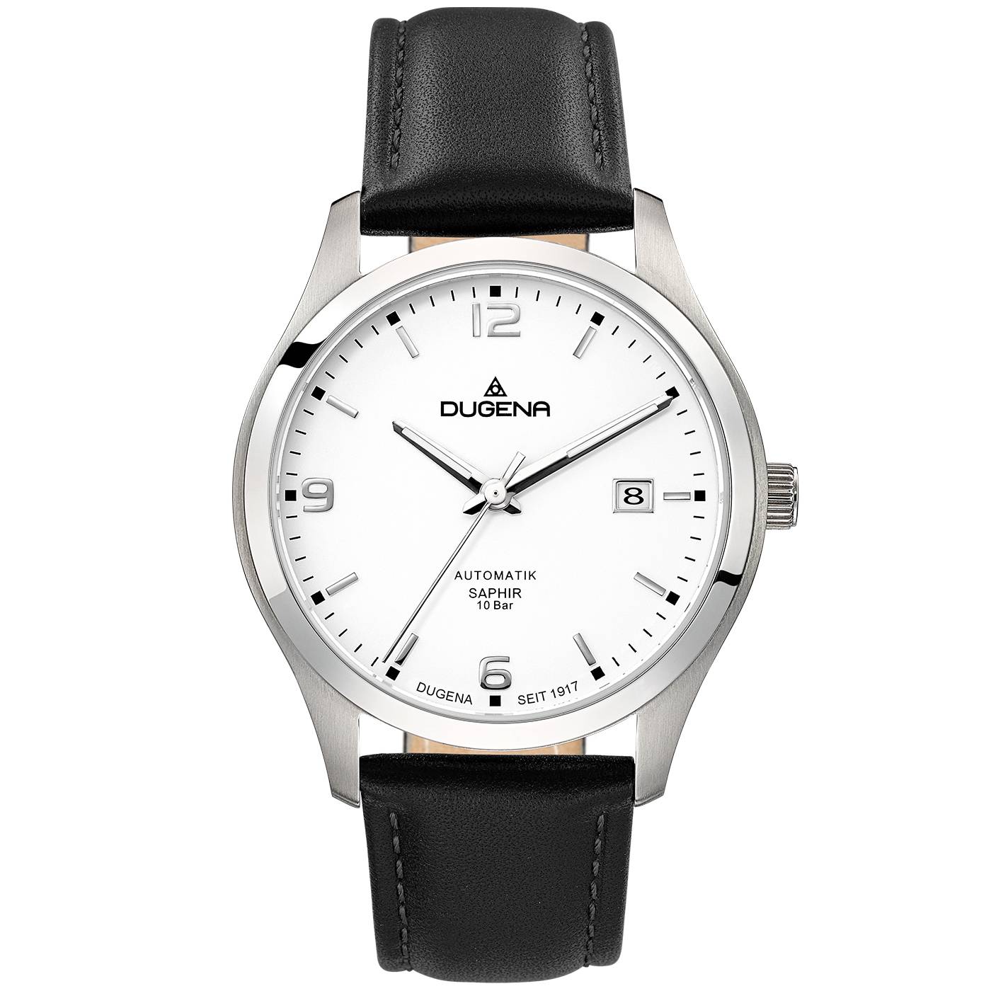 Dugena Herrenuhr 4460911 Tresor Automatik, Edelstahl, Lederarmband, 10 bar