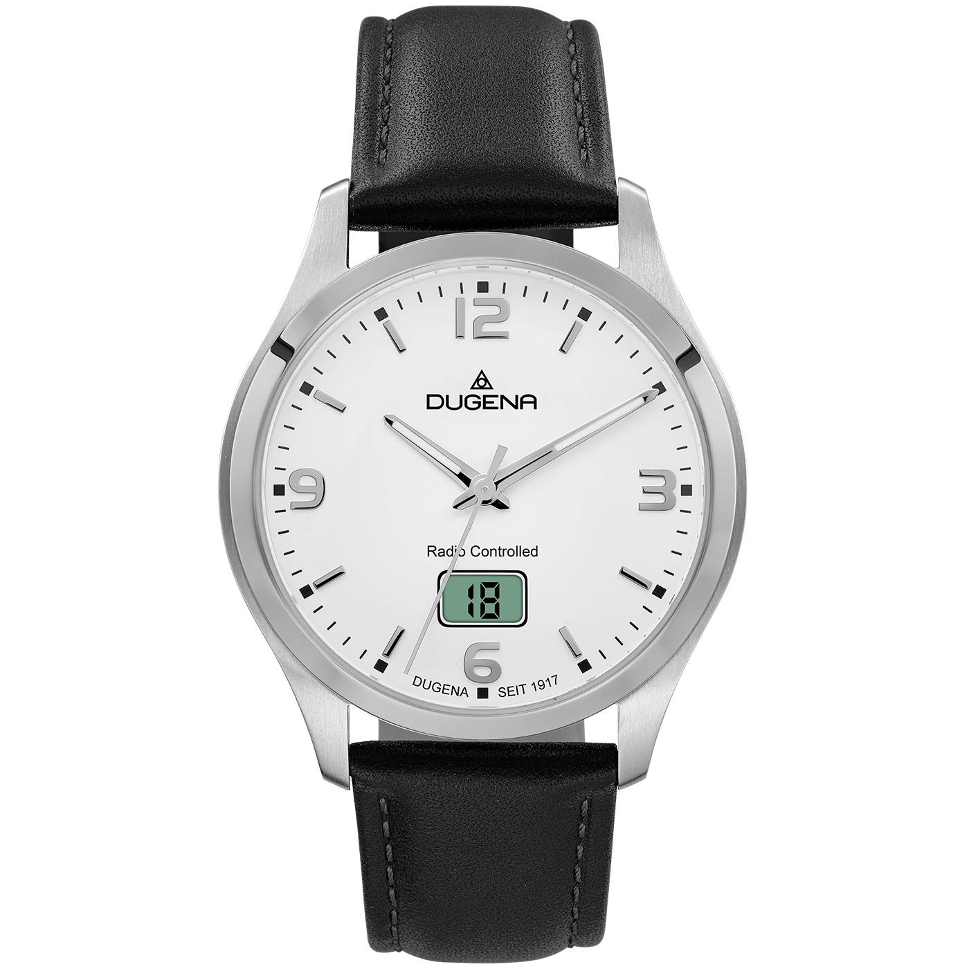 Dugena Herren-Armbanduhr 4460861 Tresor Funk, Edelstahl, Lederarmband, 10 bar