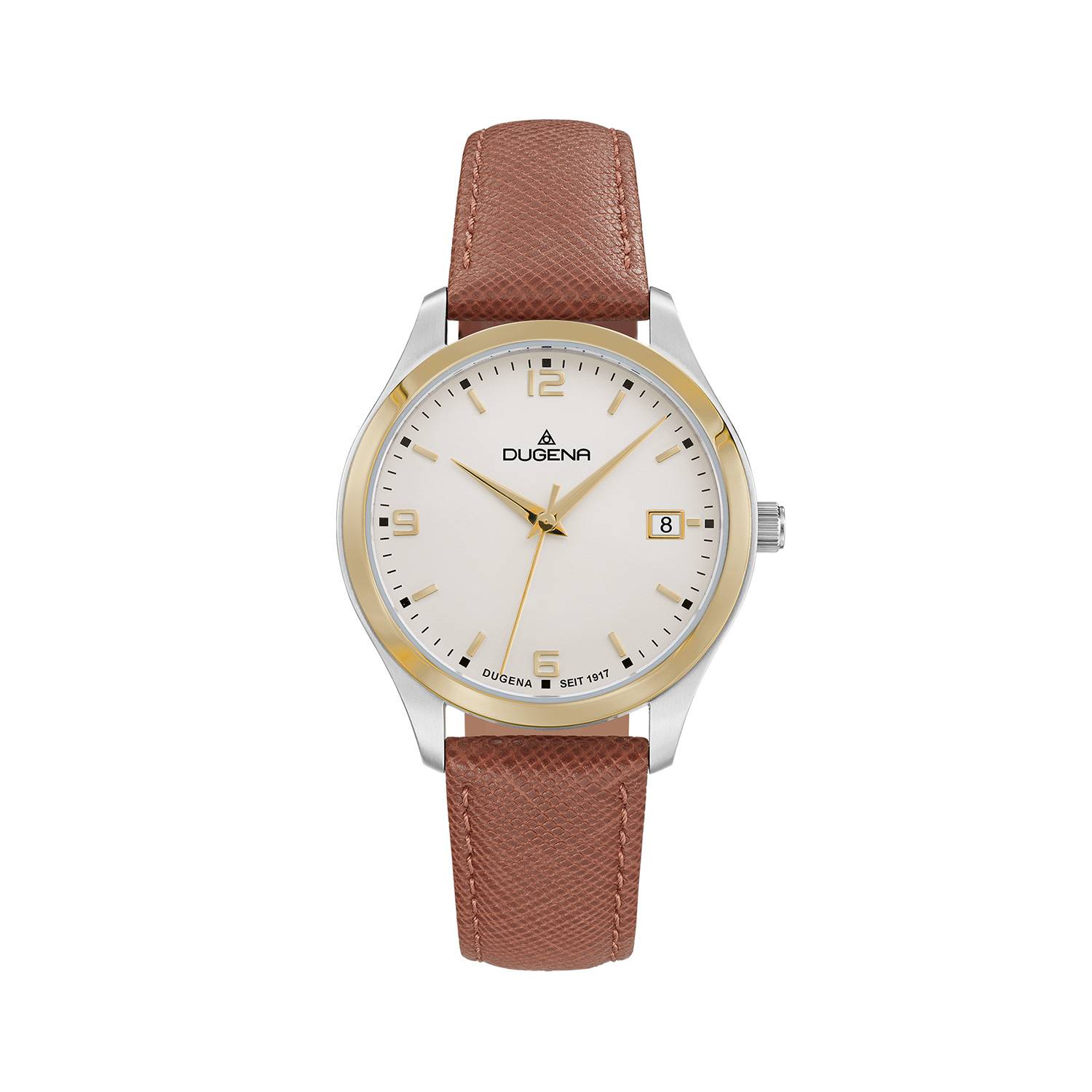 Dugena Damenuhr 4460865 Tresor Woman, Quarz, Edelstahl, Lederarmband, 10 bar