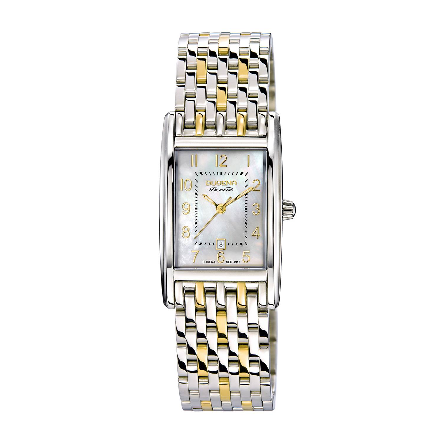 Dugena Damen-Armbanduhr 7000122-1 Quadra Artdeco, Quarz, Perlmutt, Edelstahl, 5 bar