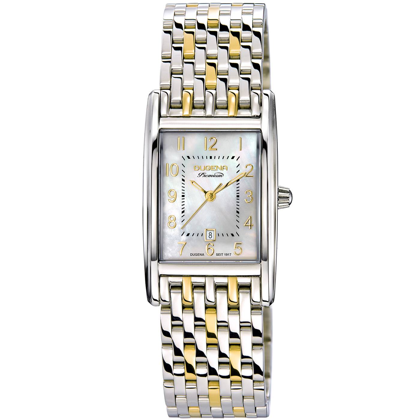Dugena Damen-Armbanduhr 7000122-1 Quadra Artdeco, Quarz, Perlmutt, Edelstahl, 5 bar
