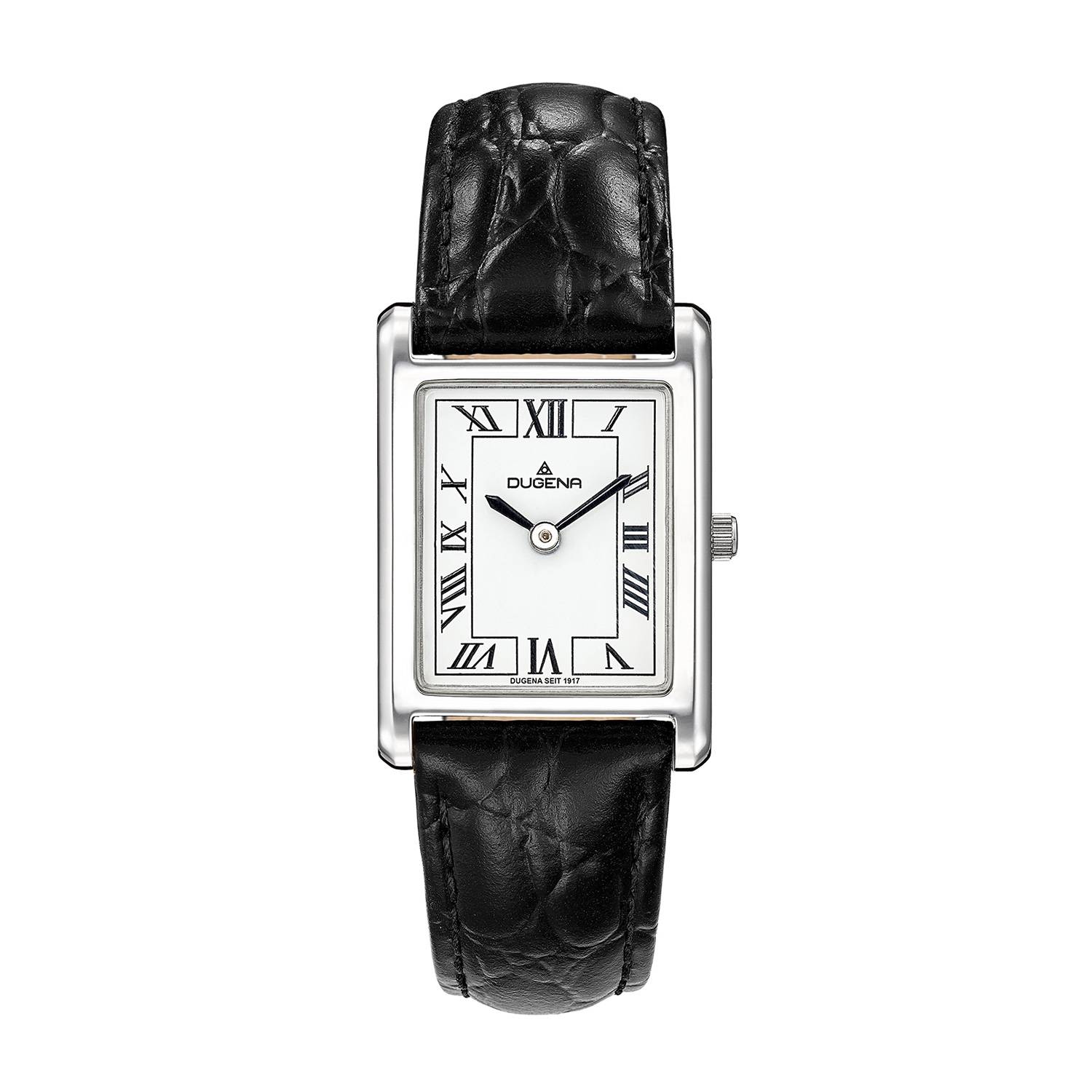 Dugena Damenuhr 4460700 Quadra Classica, Quarz, Edelstahl, Lederarmband, 3 bar
