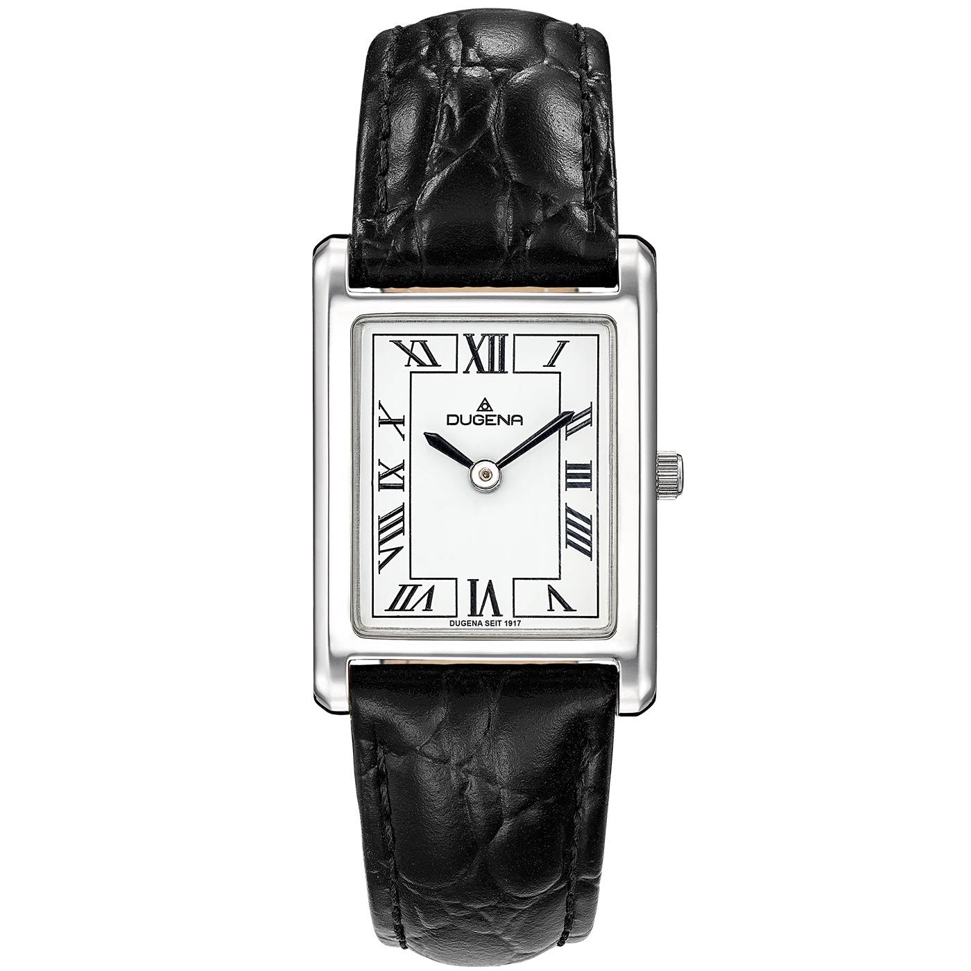 Dugena Damenuhr 4460700 Quadra Classica, Quarz, Edelstahl, Lederarmband, 3 bar
