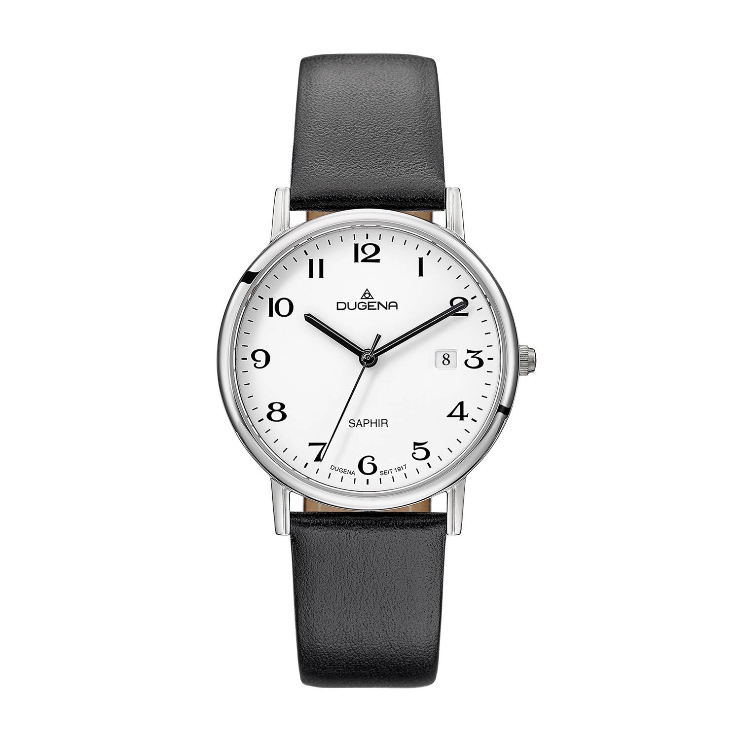 Dugena Herren-Armbanduhr 4460727 Zenit, Quarz, Edelstahl, Lederarmband, 3 bar