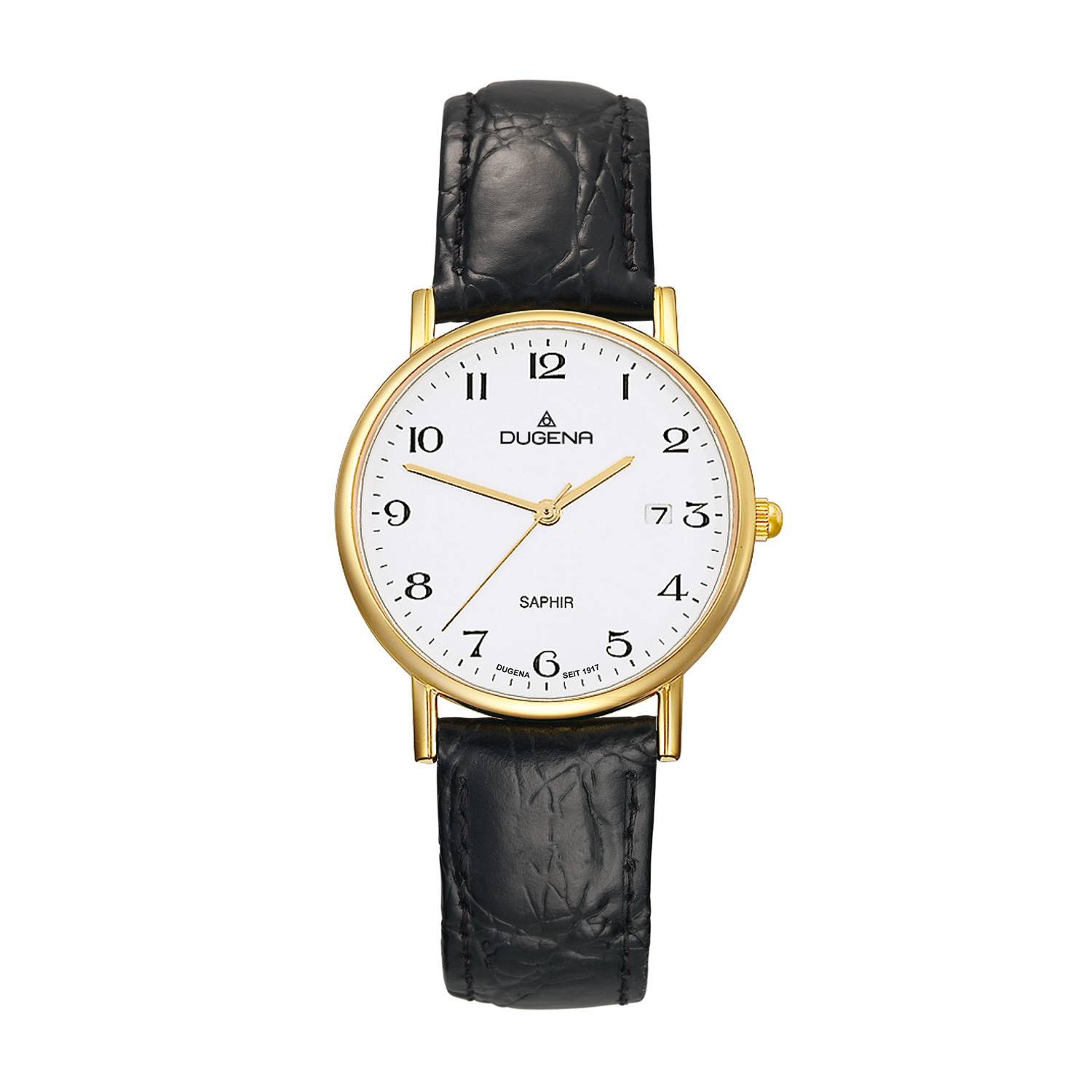 Dugena Herren-Armbanduhr 2170996 Zenit, Quarz, Edelstahl, Lederarmband, 3 bar