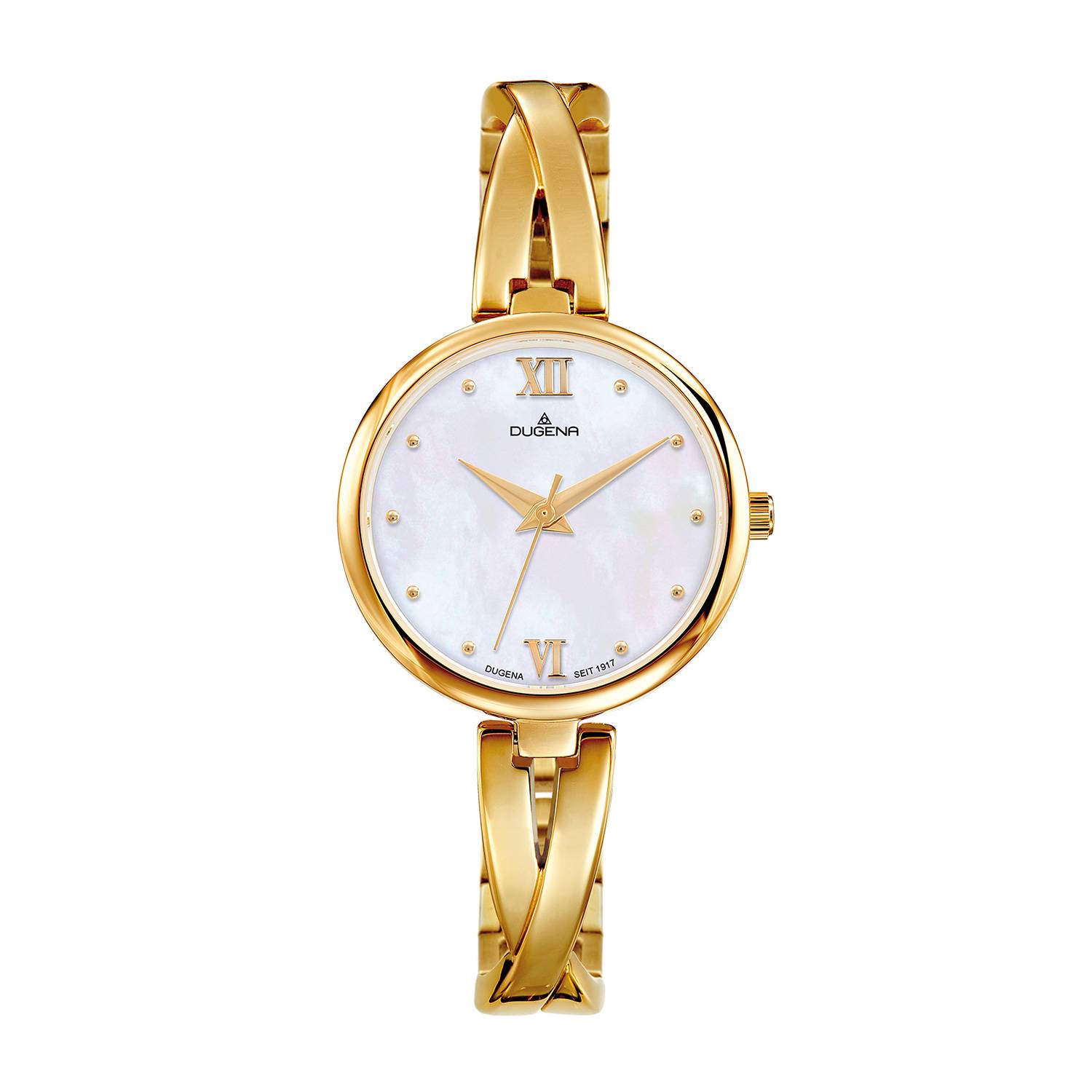 Dugena Damenuhr 4460669 Elin, Quarz, perlmuttfarbenes Zifferblatt, Edelstahl