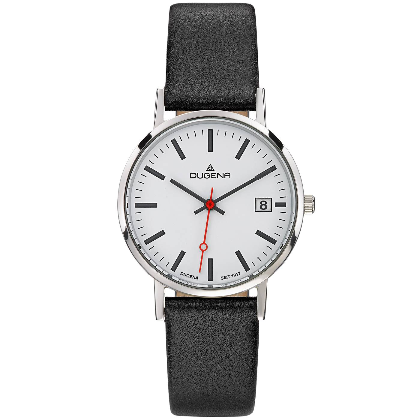 Dugena Damen-Armbanduhr Moma, Quarz, Edelstahlgehäuse, Mineralglas, Lederarmband, 3 bar