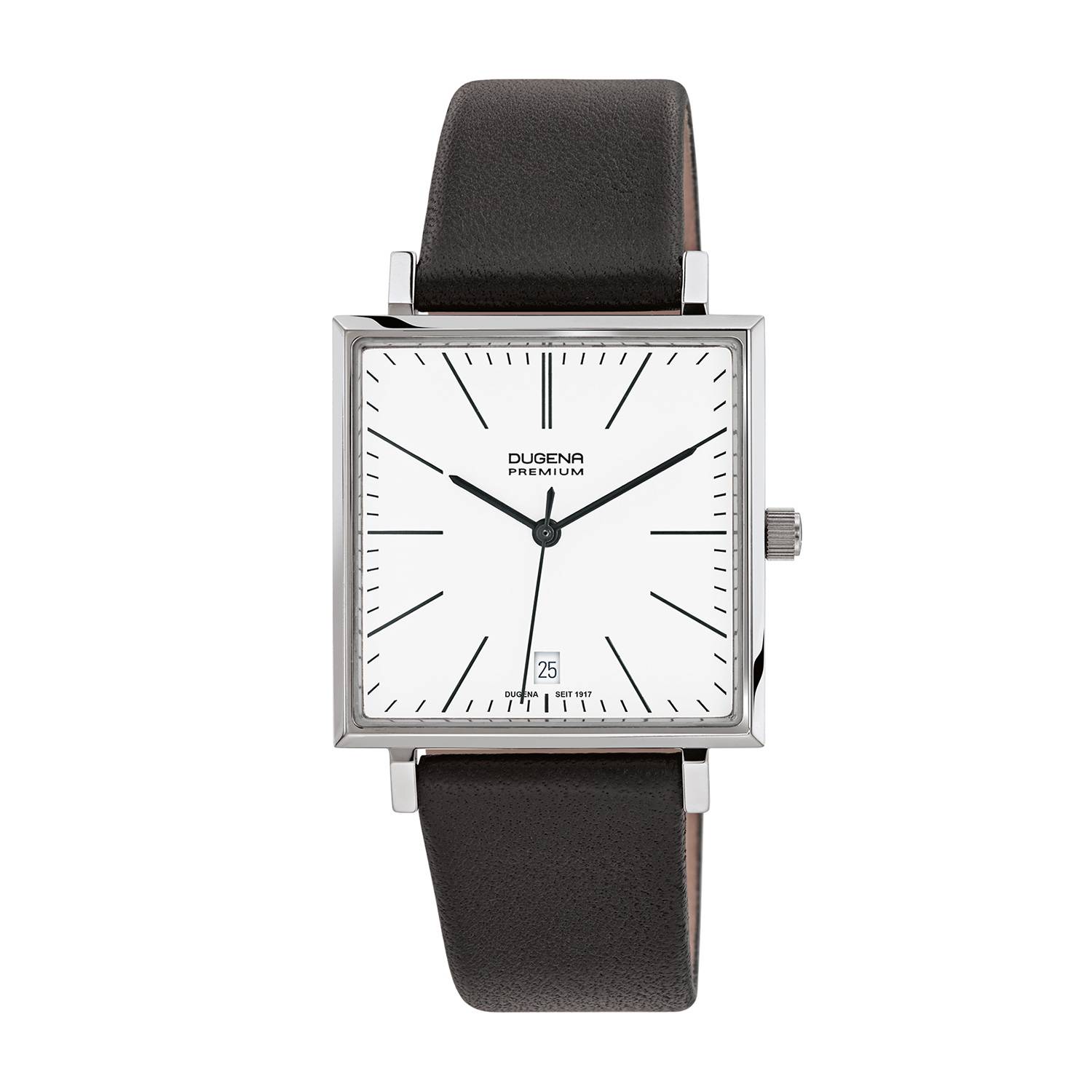 Dugena Herren-Armbanduhr Dessau Carrée, Quarz, Edelstahlgehäuse, Saphirglas, 5 bar