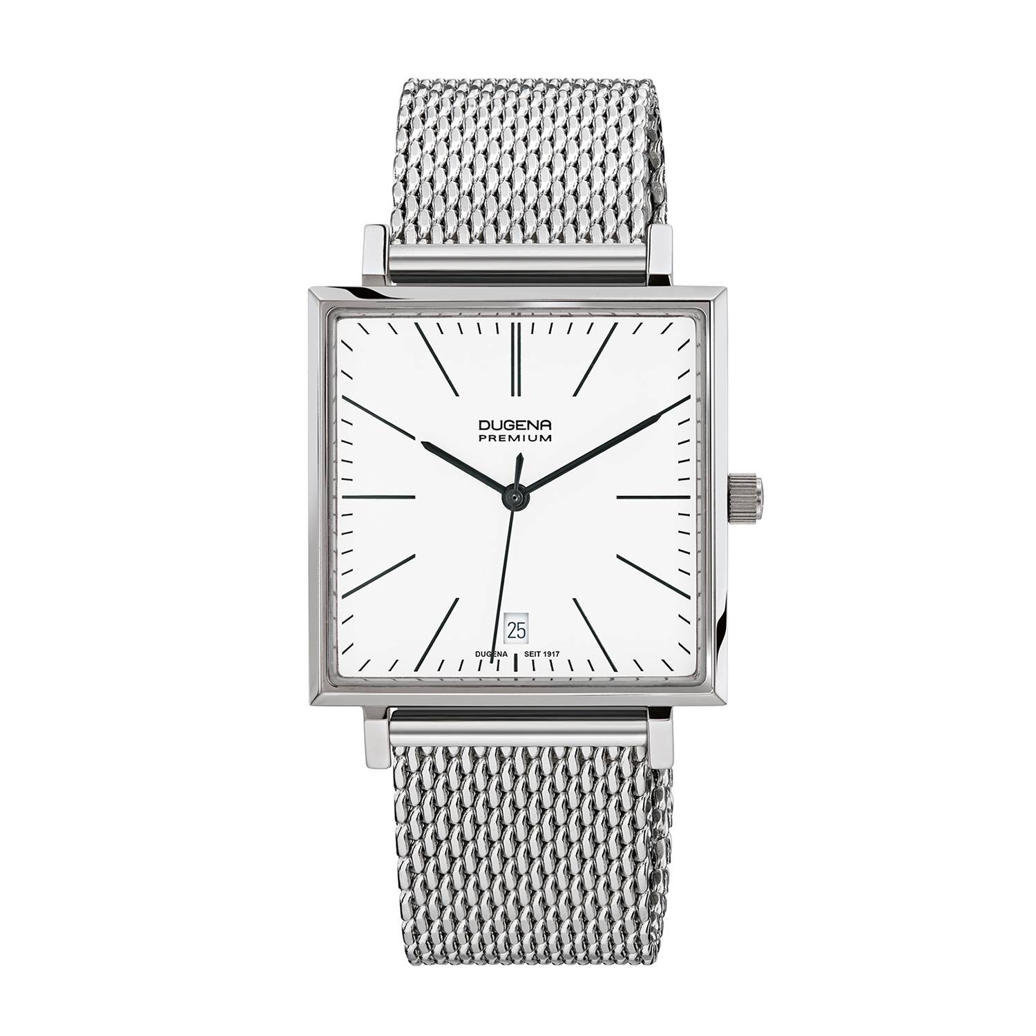 Dugena Herren-Armbanduhr Dessau Carrée, Quarz, Edelstahlgehäuse, Saphirglas, 5 bar