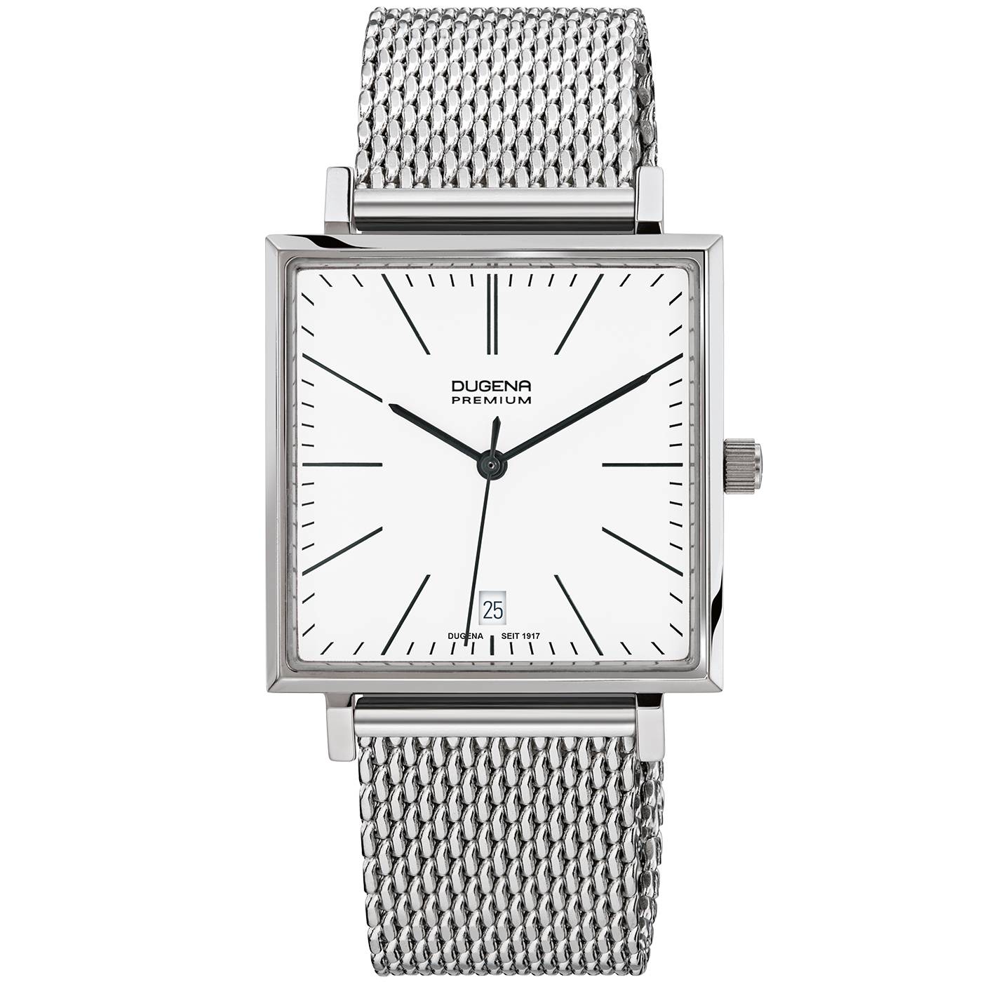 Dugena Herren-Armbanduhr Dessau Carrée, Quarz, Edelstahlgehäuse, Saphirglas, 5 bar