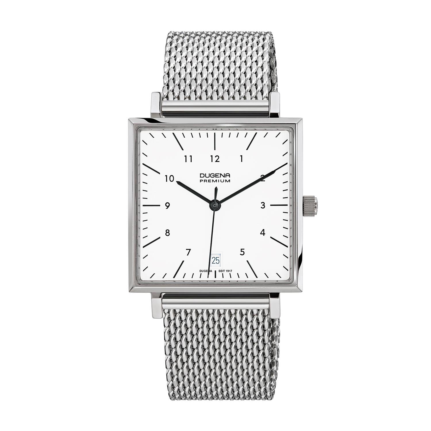 Dugena Herren-Armbanduhr Dessau Carrée, Quarz, Edelstahlgehäuse, Saphirglas, 5 bar