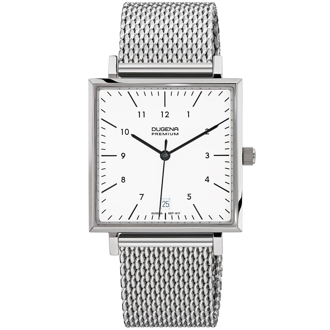 Dugena Herren-Armbanduhr Dessau Carrée, Quarz, Edelstahlgehäuse, Saphirglas, 5 bar