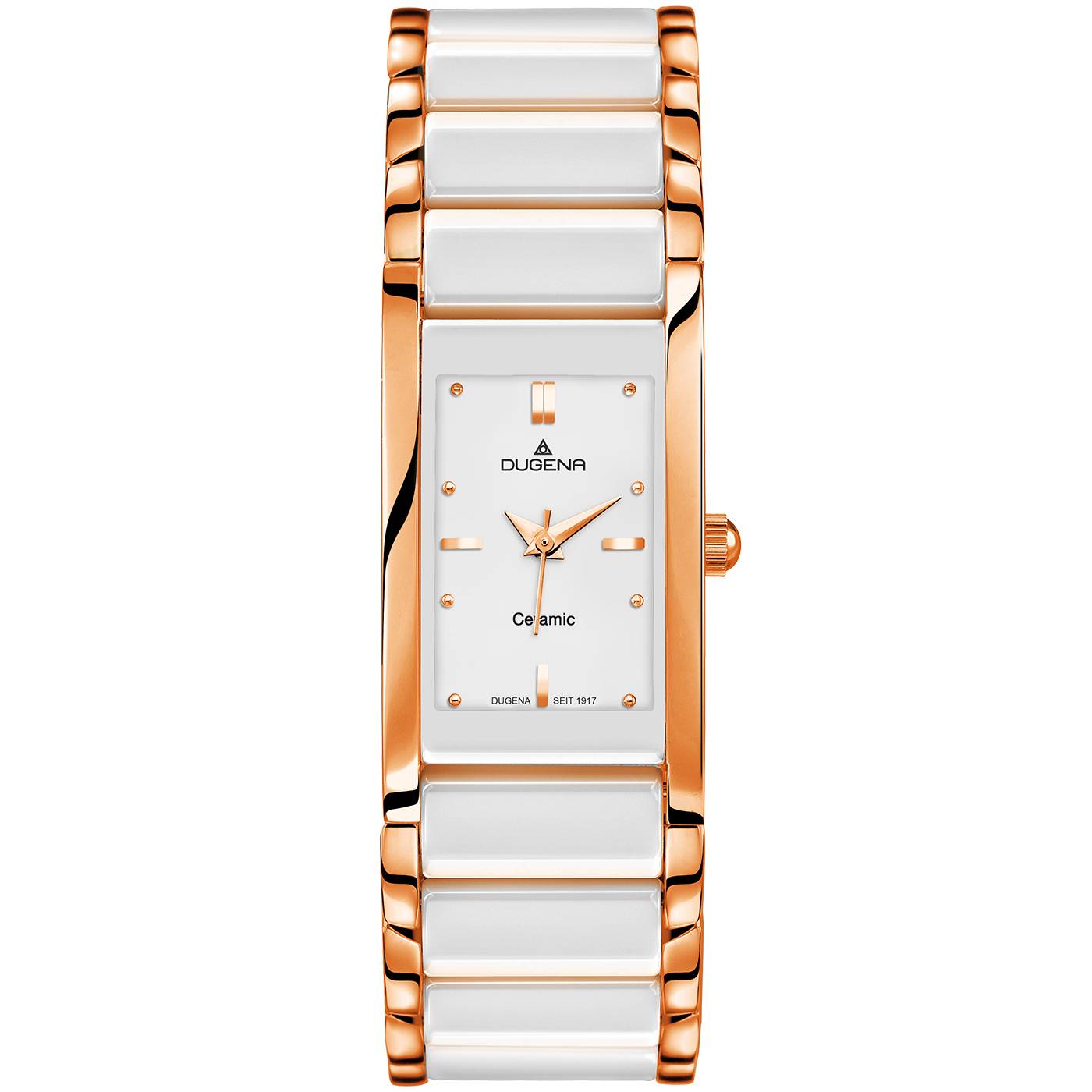 Dugena Damenuhr 4460590 Quadra Ceramica, Quarz, Keramik-Edelstahl, Mineralglas