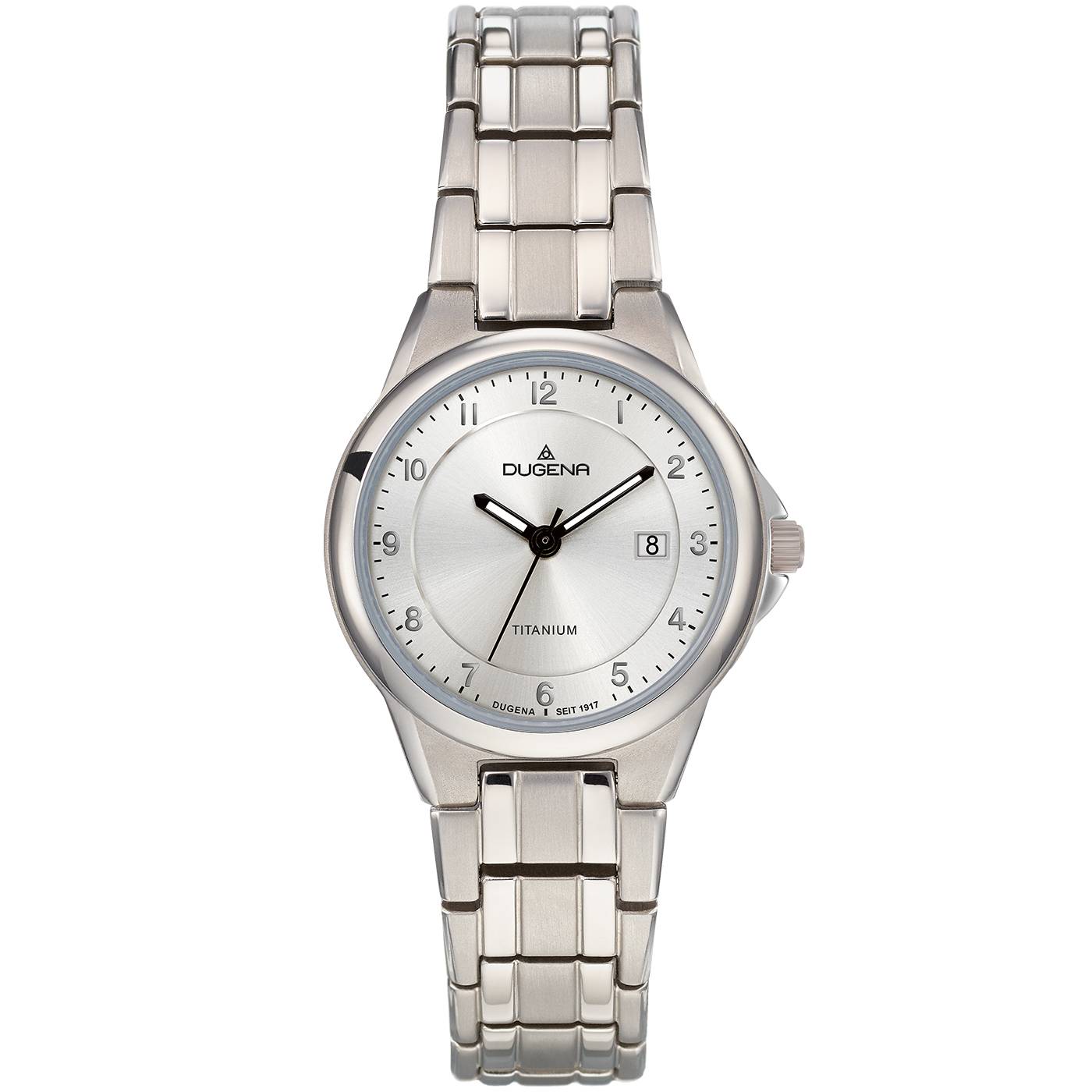 Dugena Damenuhr 4460870 Gent, Quarz, silbernes Zifferblatt, Titan, Mineralglas
