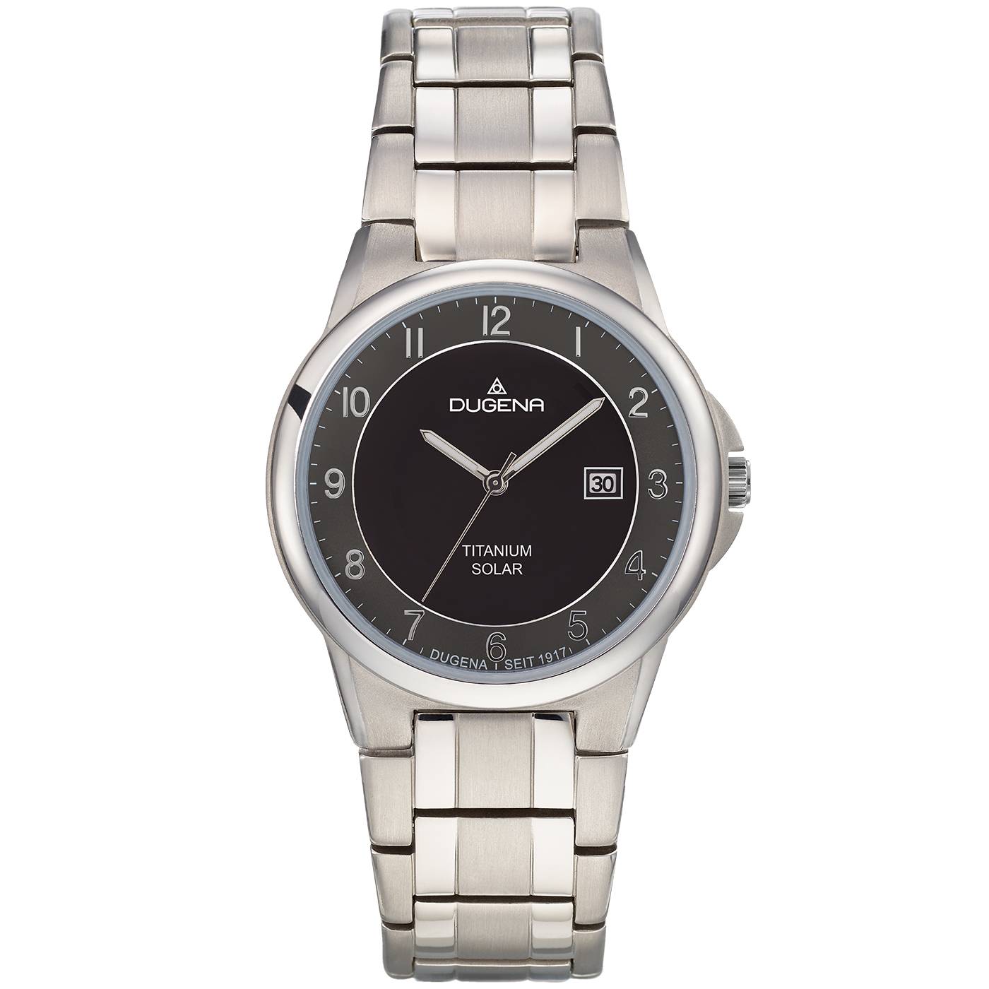 Dugena Herrenuhr 4460917 Gent Solar, Quarz, schwarzes Zifferblatt, Titan, 5 bar