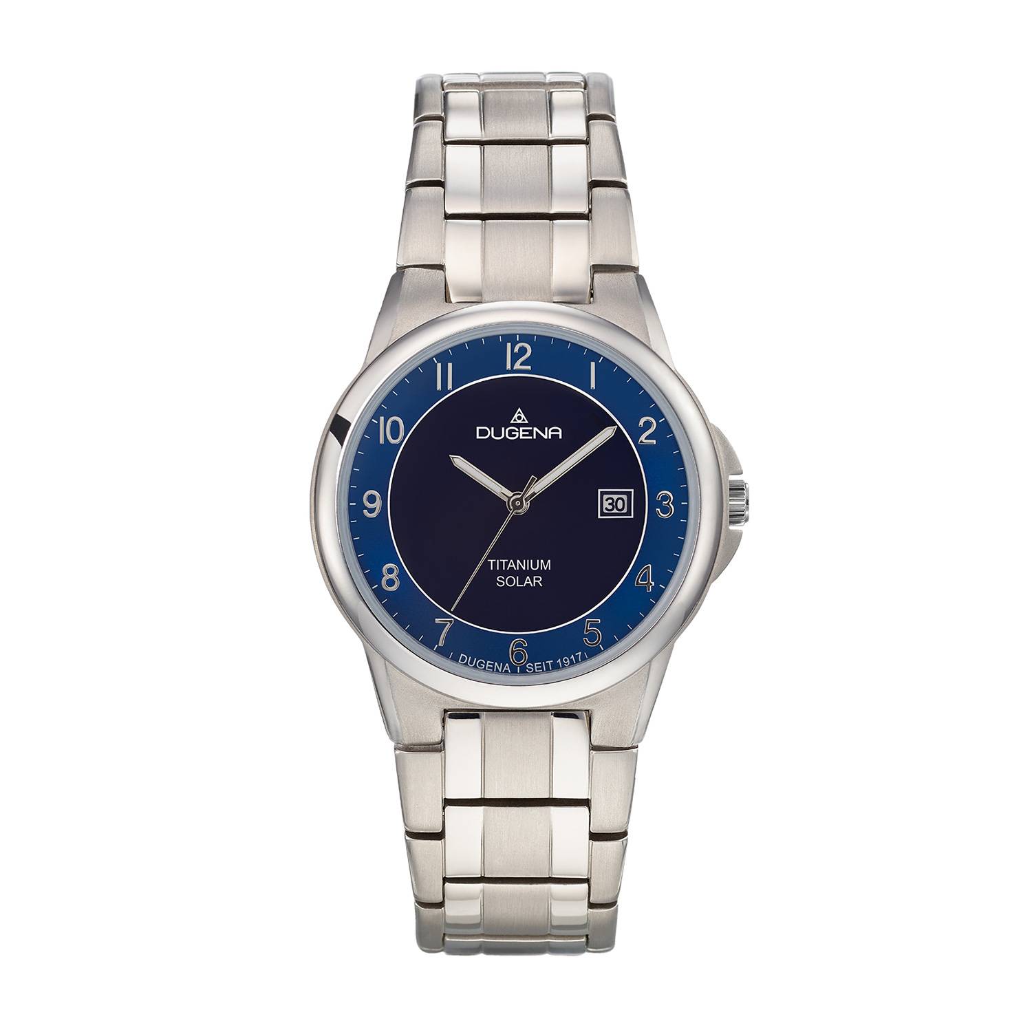 Dugena Herrenuhr 4460918 Gent Solar, Quarzwerk, blaues Zifferblatt, Titan