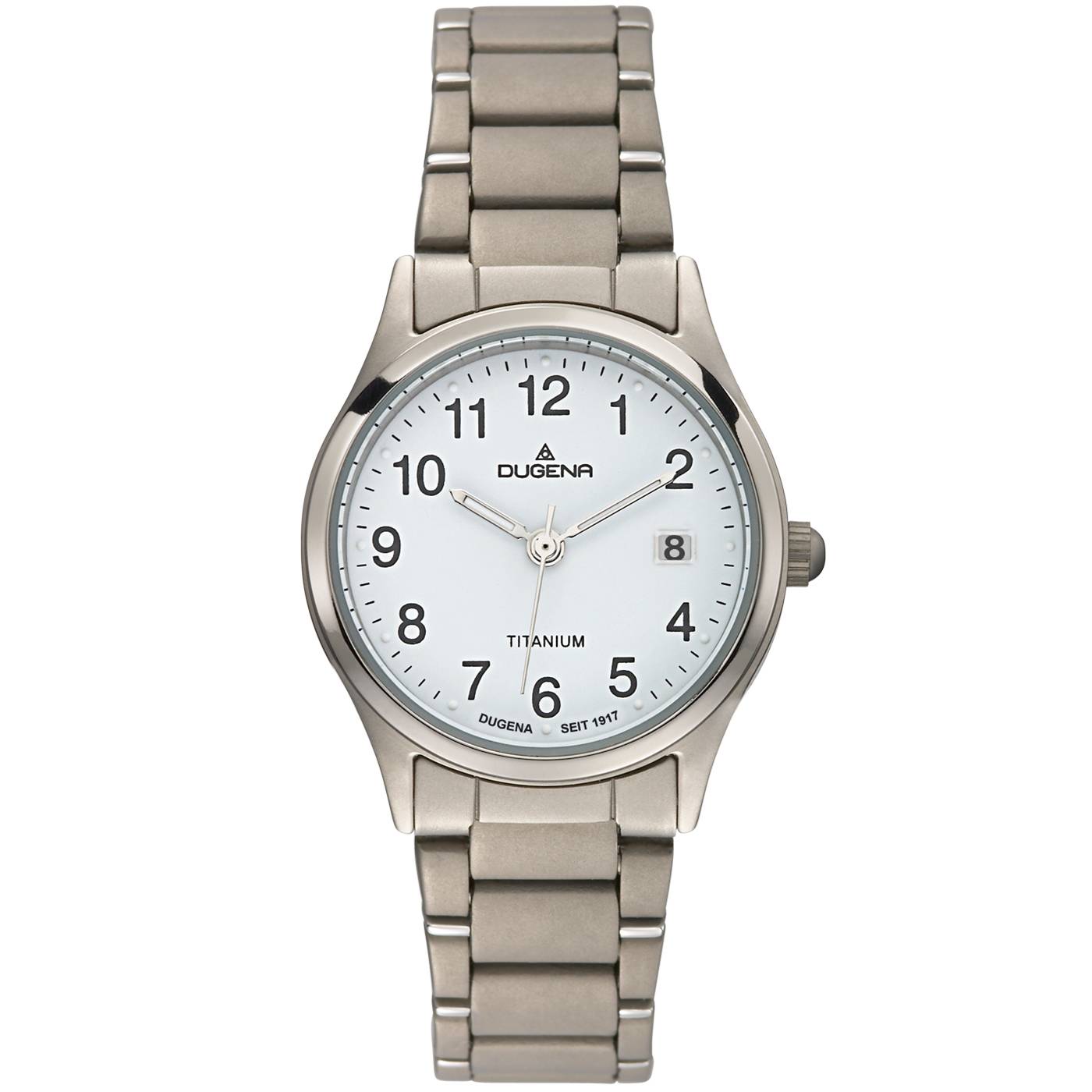 Dugena Damenuhr 4460331-1 Semper, Quarz, weißes Zifferblatt, Titan, Mineralglas