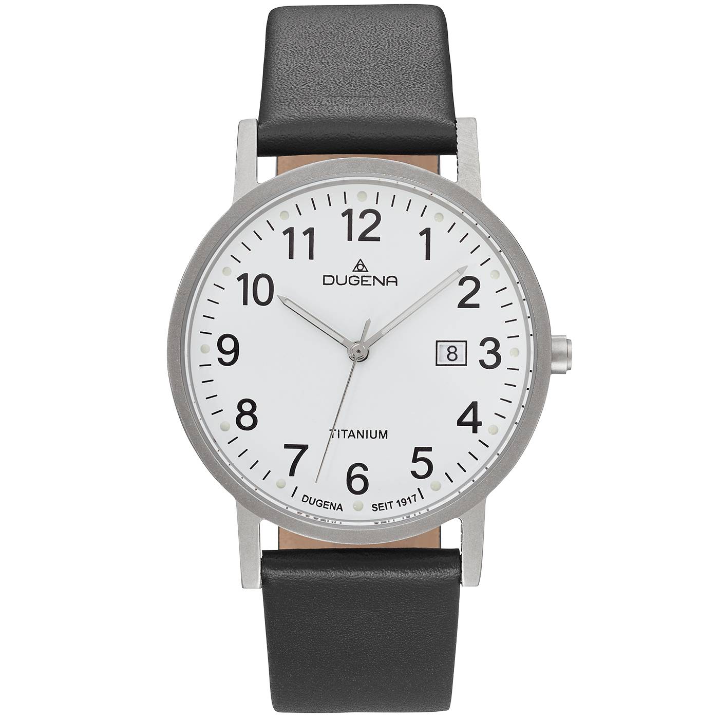 Dugena Herren-Armbanduhr 4460999 Novum, Quarz, Titangehäuse, Lederarmband, 5 bar