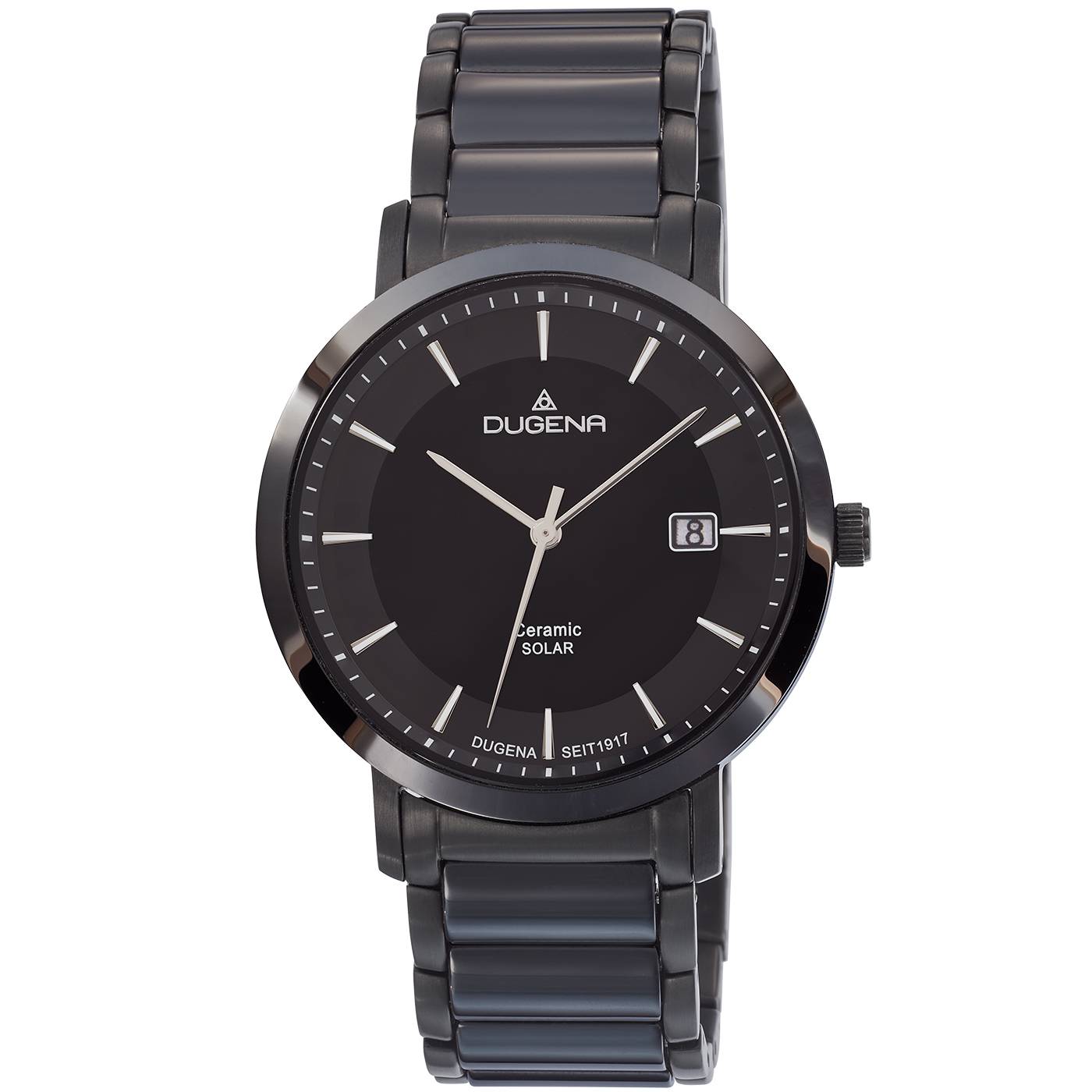Dugena Herrenuhr 4461006 Ceramic Solar, Quarzwerk, Schwarz, Keramik-Edelstahl