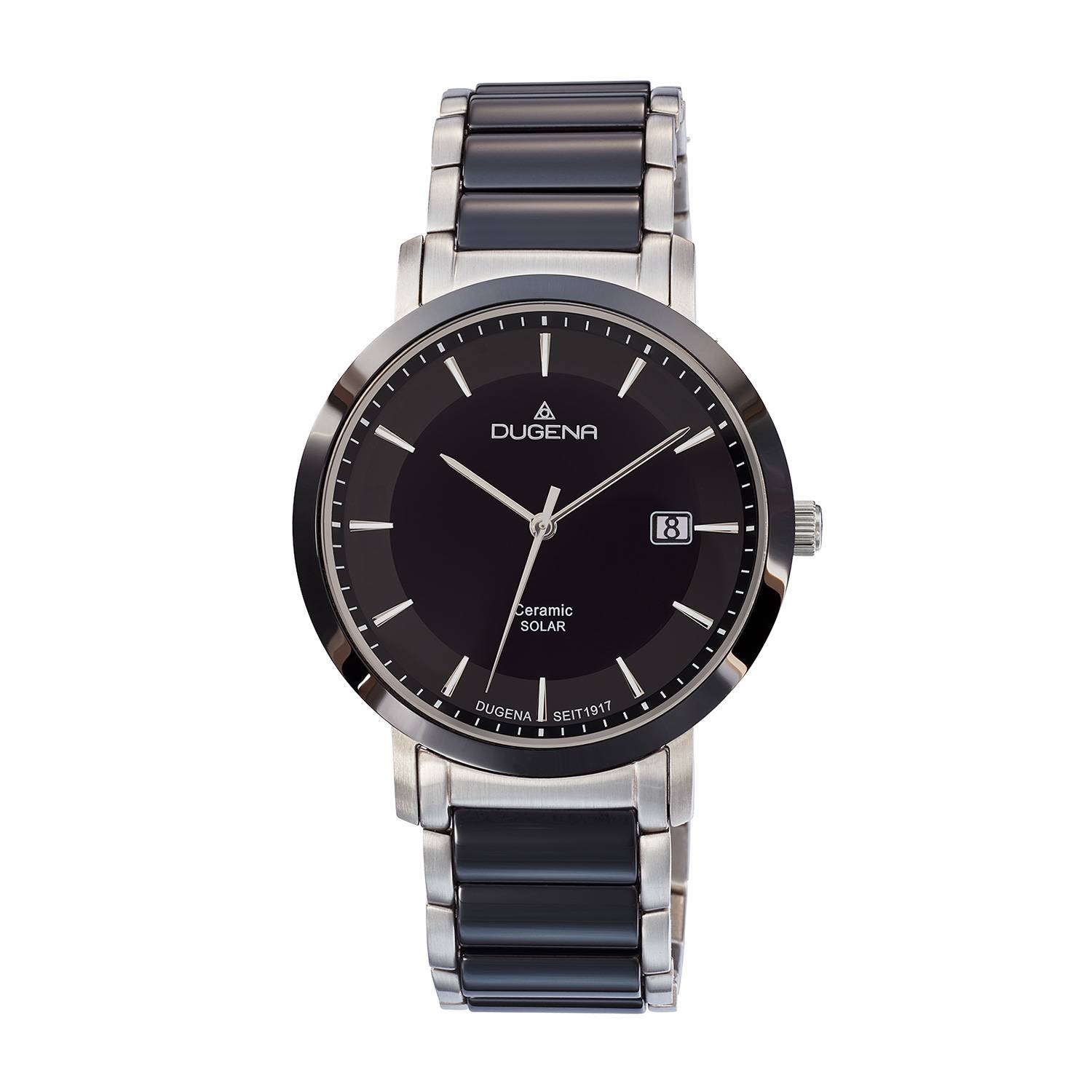Dugena Herren-Armbanduhr 4461005 Ceramic Solar, Quarz, Keramik-Edelstahlgehäuse, 5 bar