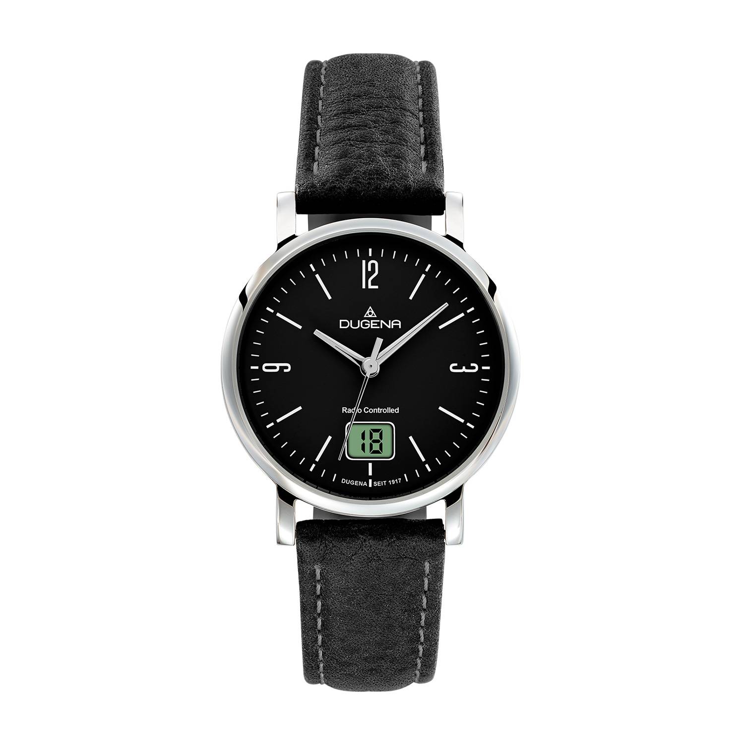 Dugena Damen-Armbanduhr 4460848 Mondo, Funk, Quarz, Edelstahl, Lederarmband, 5 bar