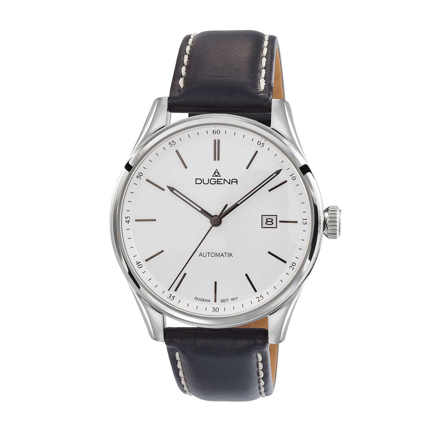 Dugena Herren-Armbanduhr 4461011 Milano, Automatik, Edelstahl, Lederarmband, 5 bar