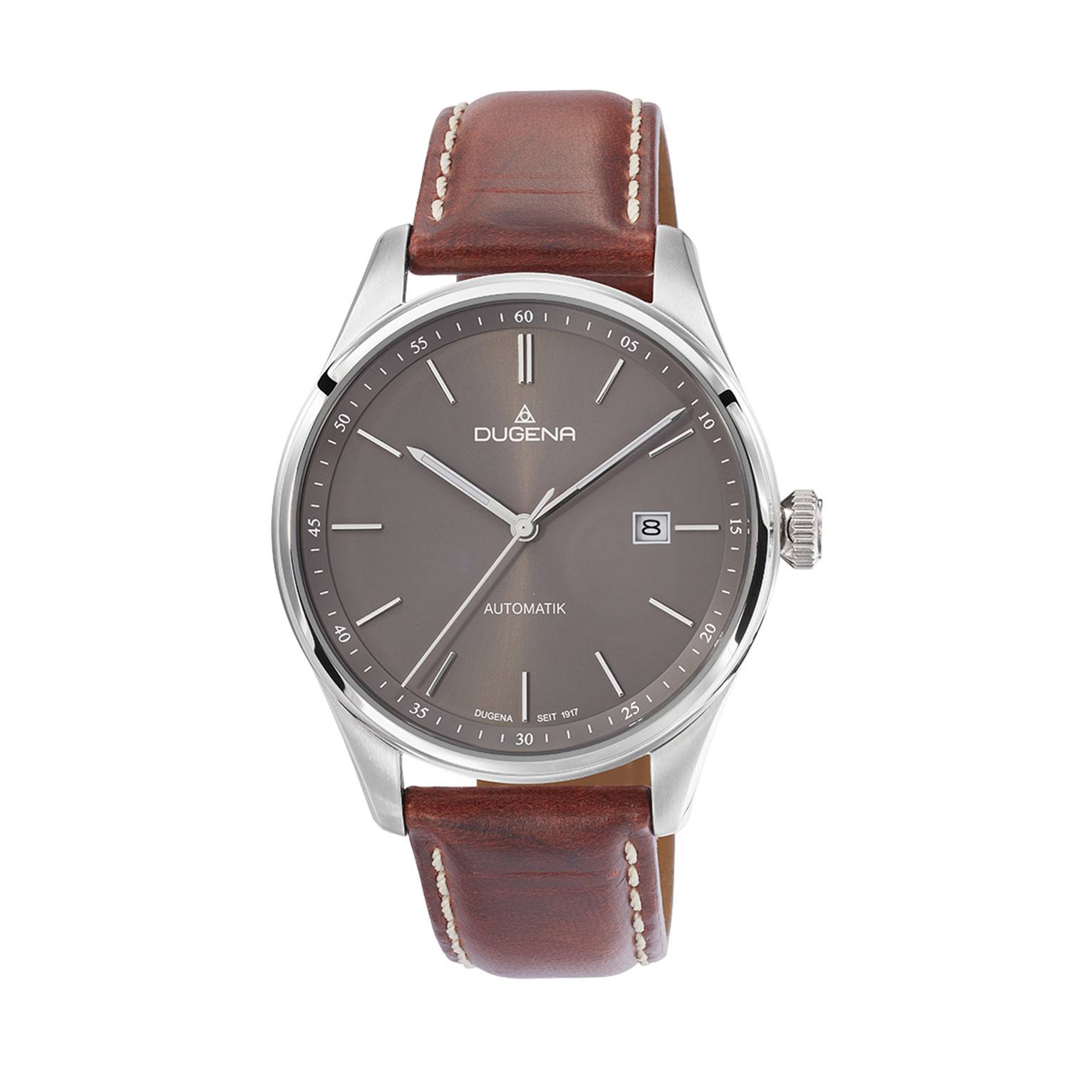 Dugena Herrenuhr 4461012 Milano, Automatik, Edelstahl, Saphirglas, Lederarmband