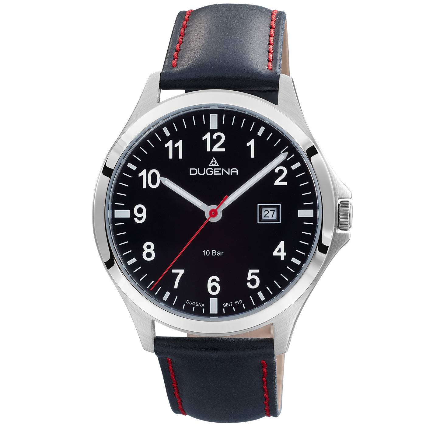 Dugena Herren-Armbanduhr 4460991 Boston, Quarz, Edelstahl, Lederarmband, 10 bar